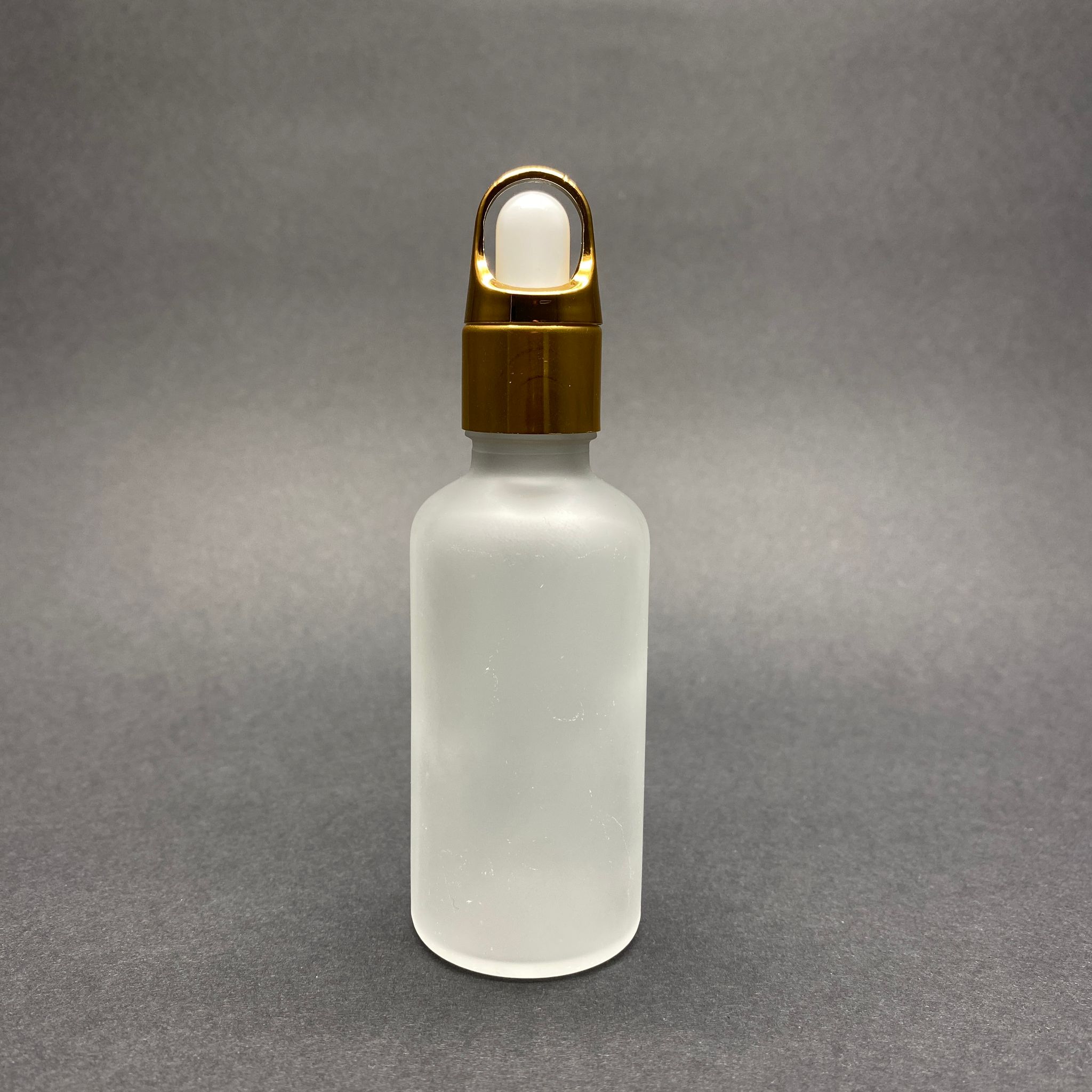 50 Cc Buzlu Cam Damlalıklı Şişe - Beyaz Emzik - Gold Flower Sepet Model Metalik Kapak - 50 Ml Cam Damlalıklı Şişe