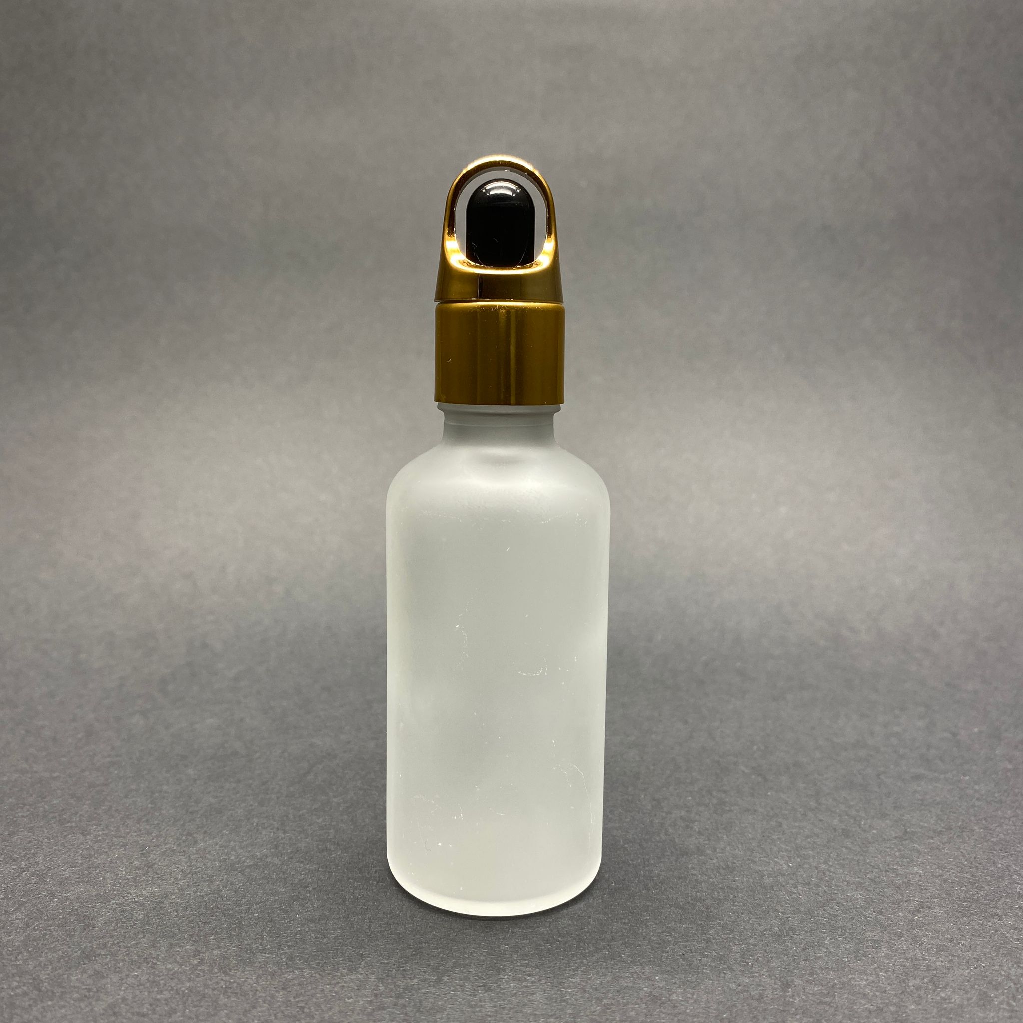 50 Cc Buzlu Cam Damlalıklı Şişe - Siyah Emzik - Gold Flower Sepet Model Metalik Kapak - 50 Ml Cam Damlalıklı Şişe