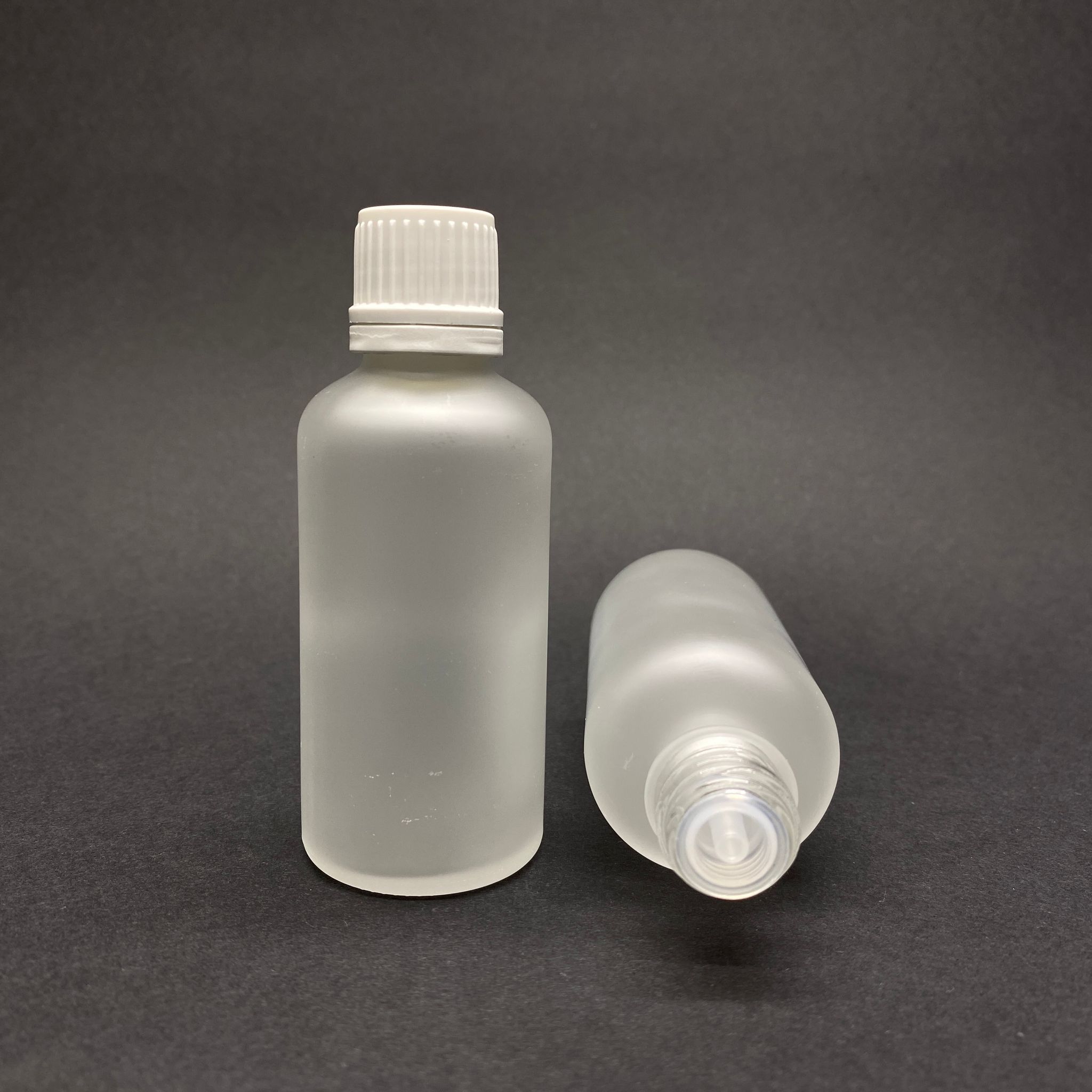 50 Cc Buzlu İçten Damlalıklı (Opsiyonel Damlalık) - Beyaz Kilitli Kapaklı Cam Şişe - 50 Ml Buzlu Kolonya Tıpalı Cam Şişe