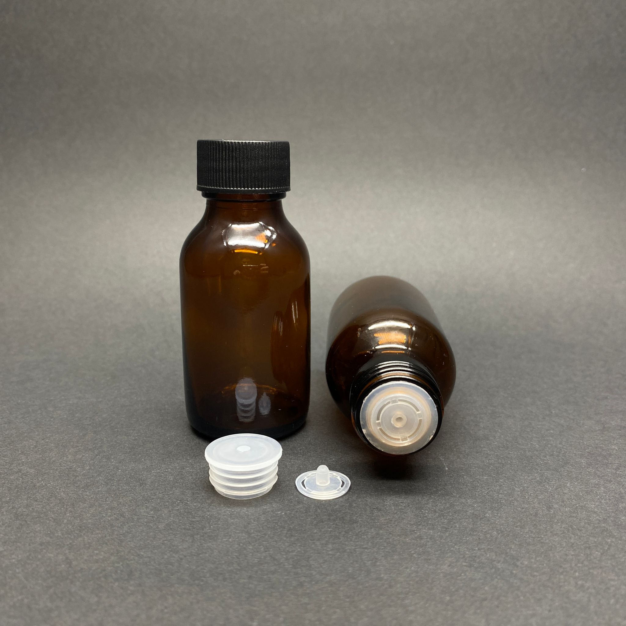 50 Cc Cam Amber İçten Damlalıklı Cam Şişe - Siyah Contalı Kapaklı + Tıpalı - 50 Ml Geniş Ağızlı (Ağız Çapı 25 Mm ) Damlalıklı Cam Şişe