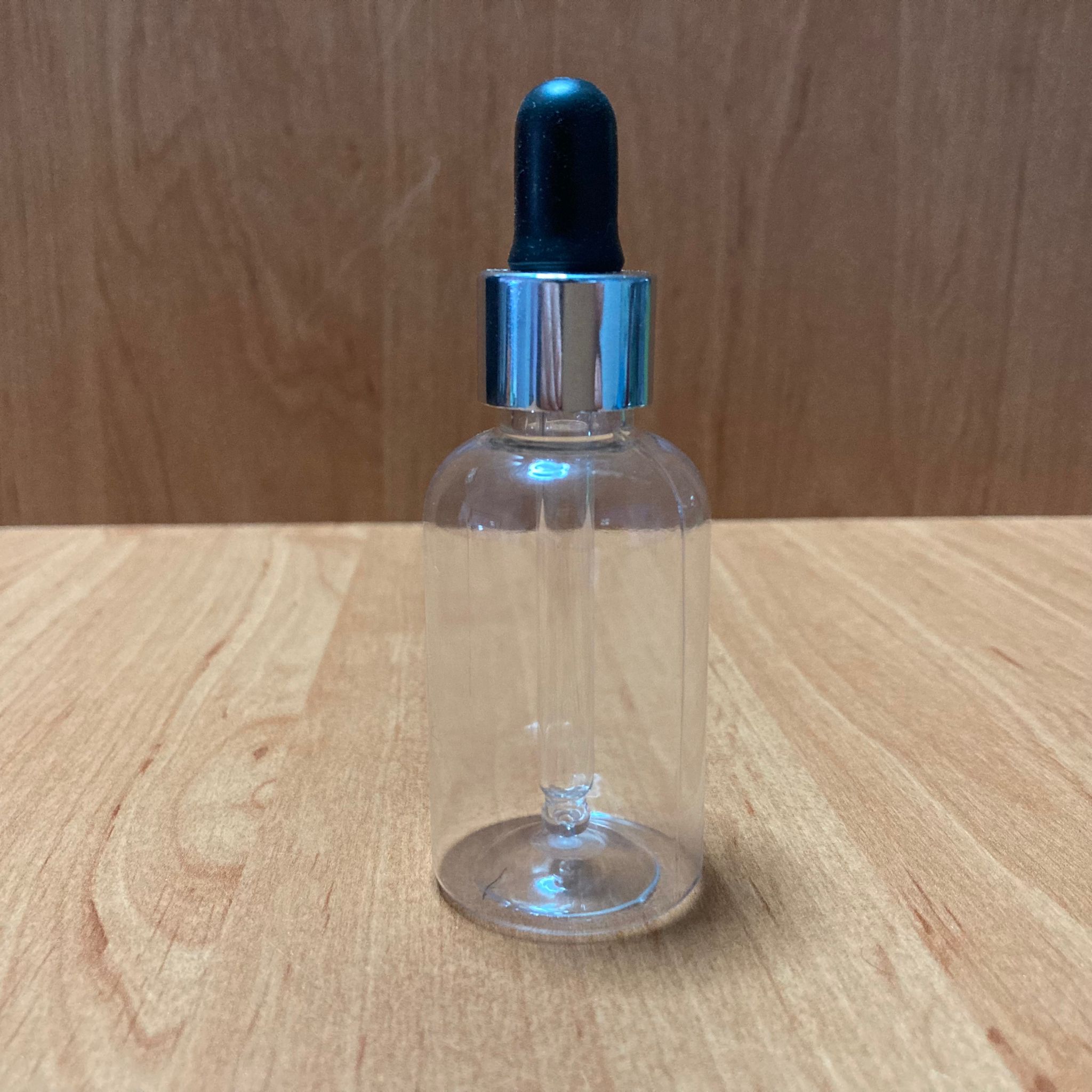 50 Cc Cam Damlalıklı Plastik Şişe - Siyah Emzik - Gümüş Metalik Kapak - 50 Ml Şeffaf Cam Damlalıklı Plastik Şişe