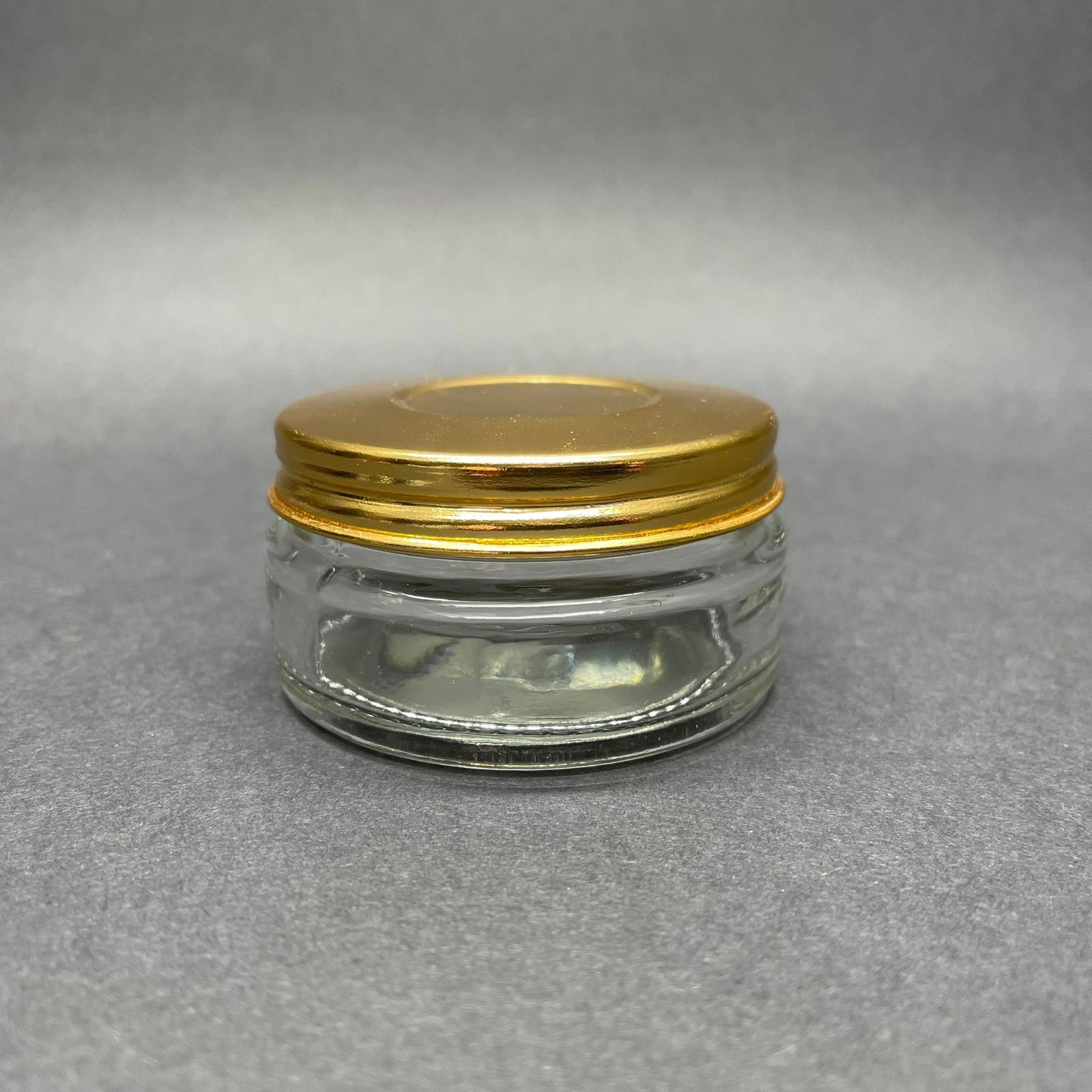 50 Cc Cam Krem Kavanozu - Koyu Gold Metal Kapaklı - 50 Ml Cam Paşabahçe Krem Kavanozu