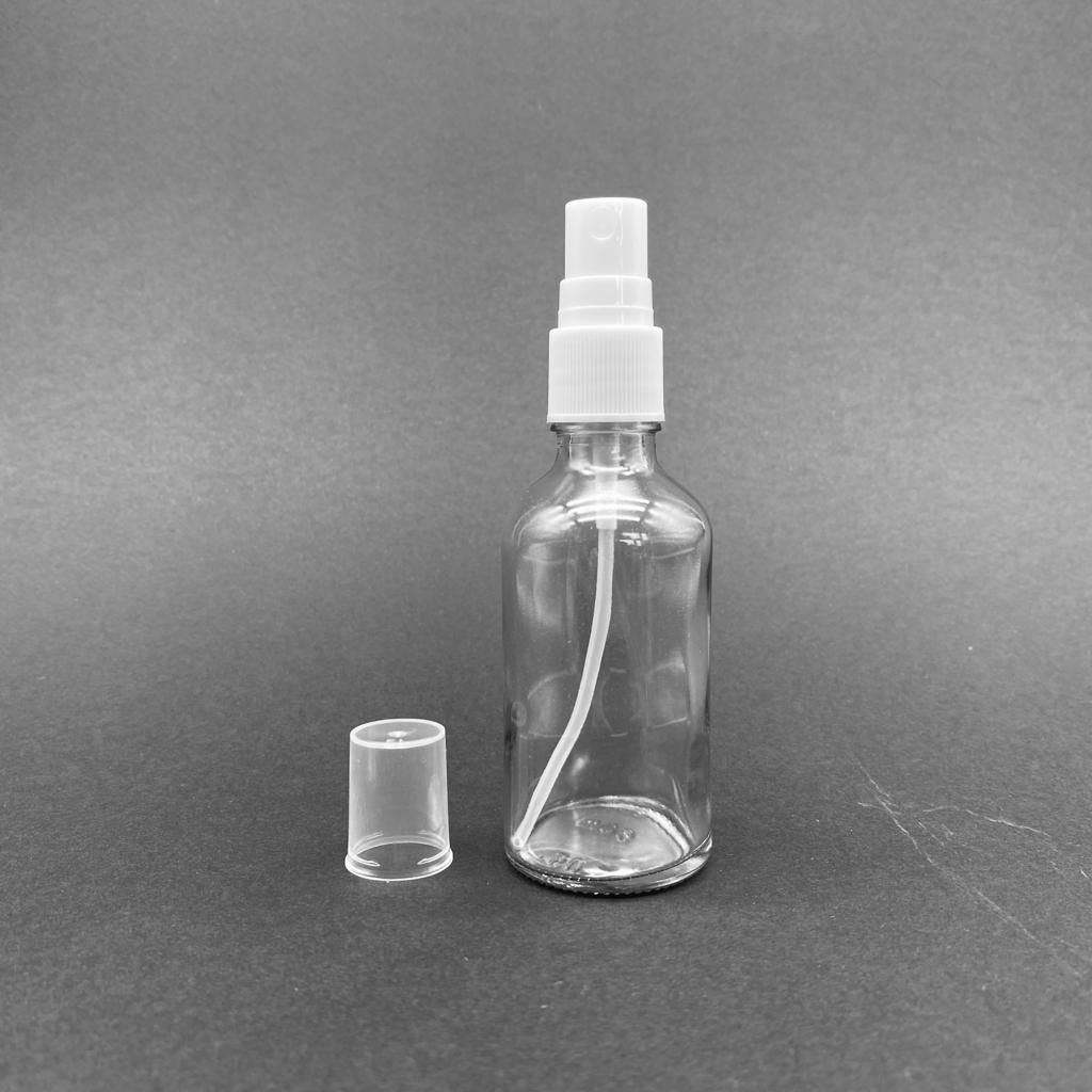 50 Cc Cam Şişe Beyaz Spreyli Takım - 50 Ml Spreyli Şişe