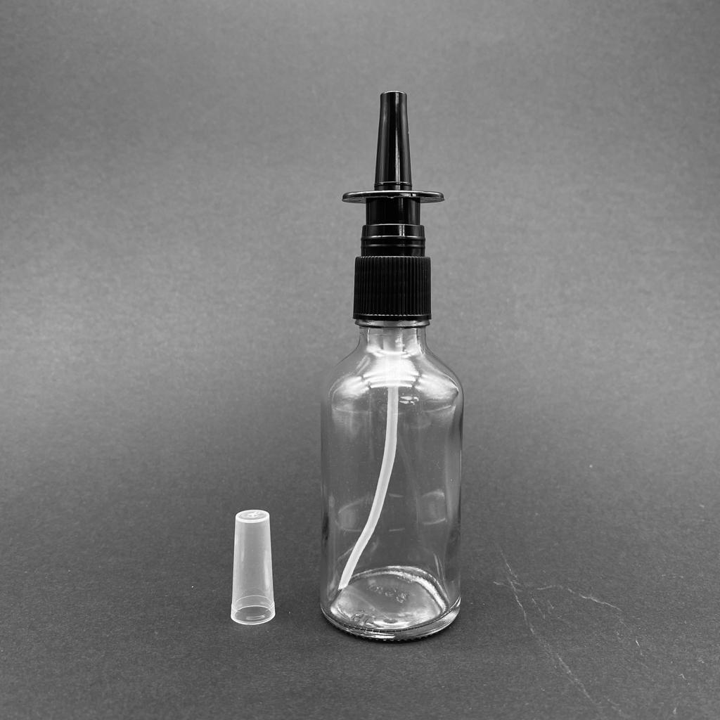 50 Cc Cam Şişe - Siyah Nazal Burun Spreyli Takım - 50 Ml Burun Spreyli Cam Şişe