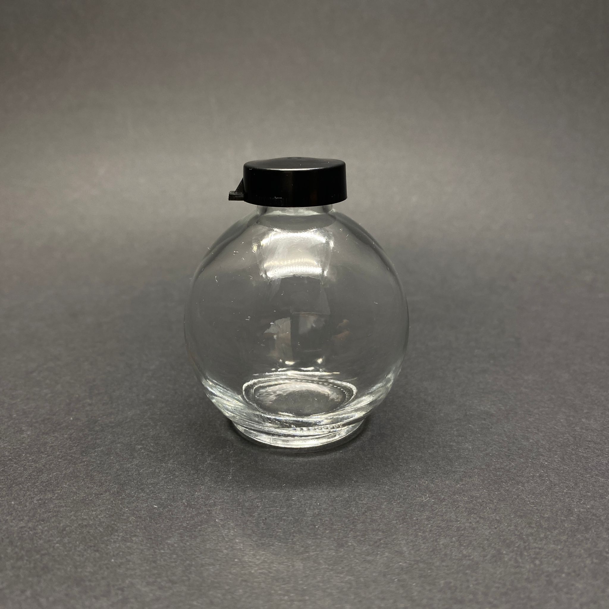 50 Cc Cam Top Şişe - Siyah Kapaklı - 50 Ml Balon Şişe - Top Şeklinde Yuvarlak Cam Şişe