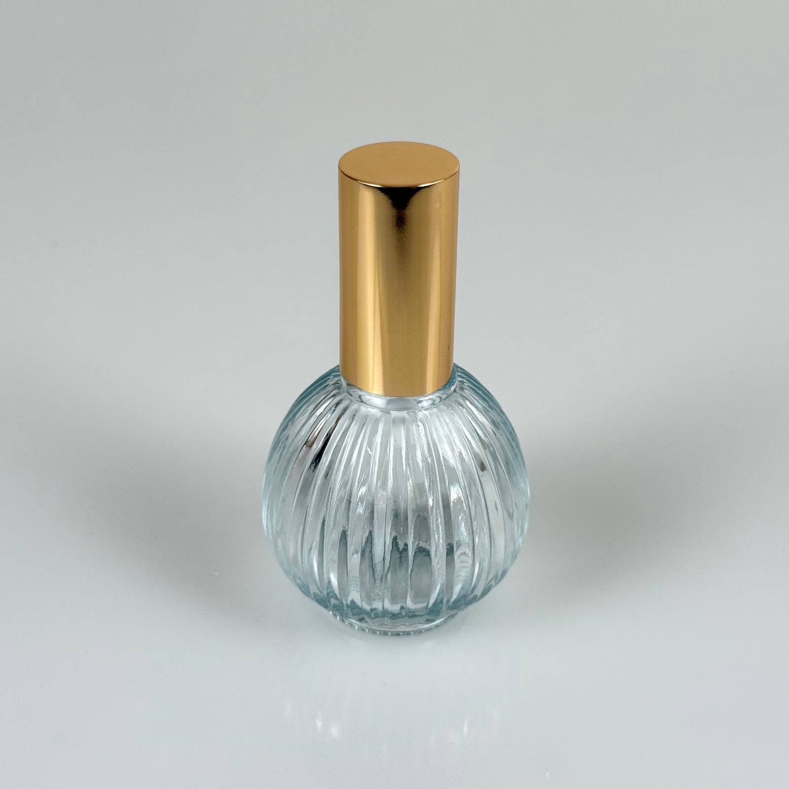 50 Cc Çizgili Top Cam Şişe + Gold Sprey Fısfıs - 50 Ml Hediyelik Cam Kolonya Şişesi - Düğün, Nişan, Söz, Kına, Cenaze, Promosyon, Parfüm İçin Hediyelik Kolonya Şişeleri