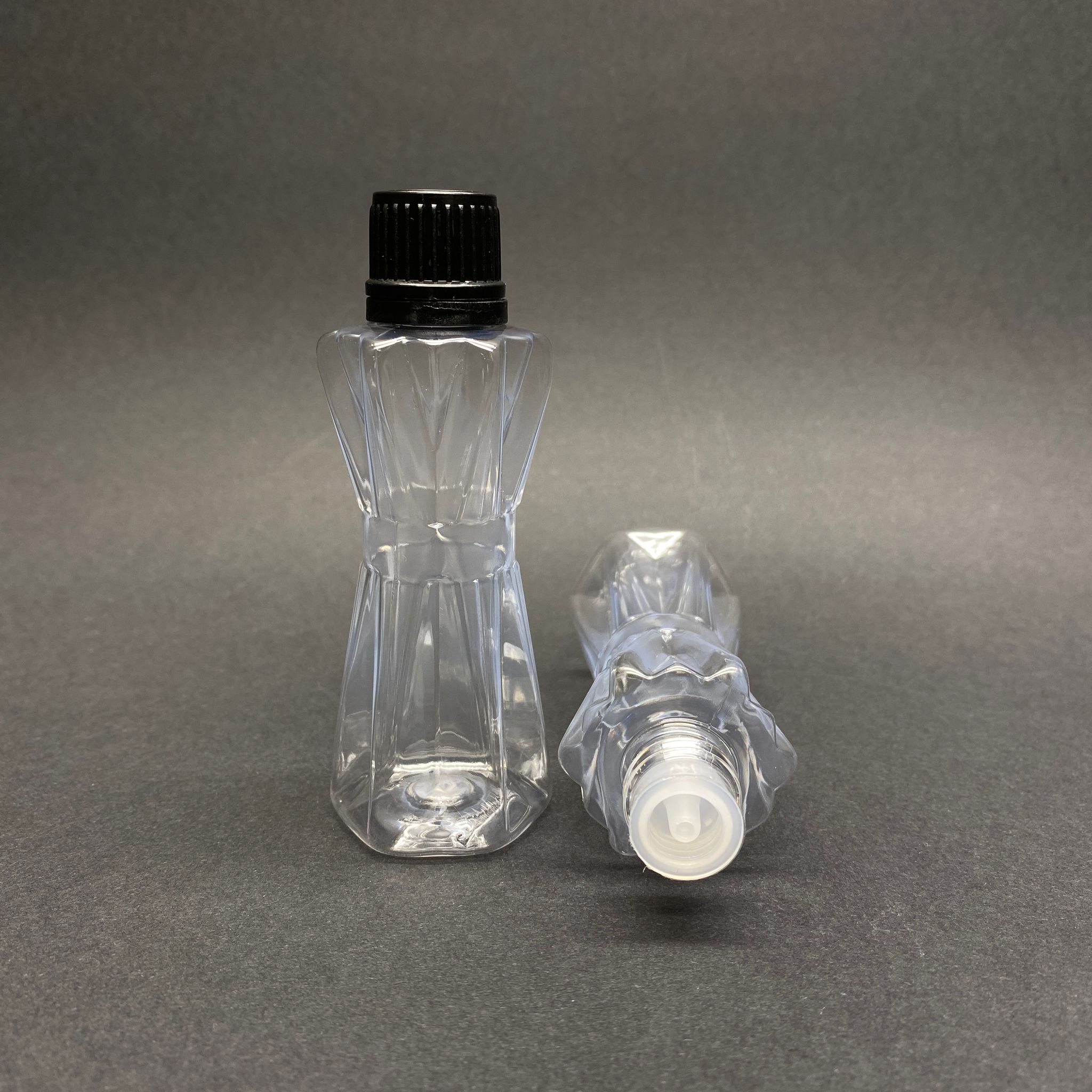 50 Cc Elmas Model Pet Kolonya Şişesi - Siyah Kapaklı + Kolonya Tıpalı - 50 Ml Kolonya Şişesi
