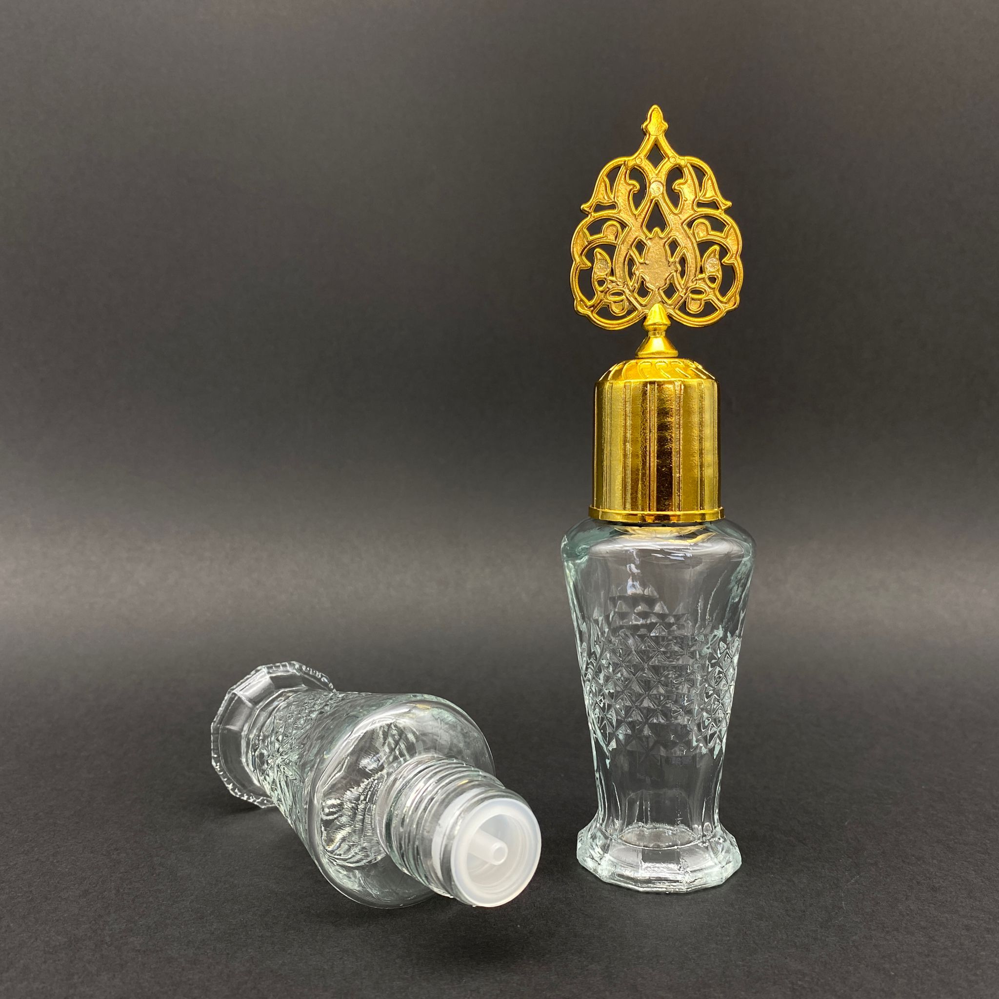 50 Cc Fantastik Vazo Cam Kolonya Şişesi - Gold Osmanlı Kapaklı - 50 Ml Cam Kolonya Şişesi