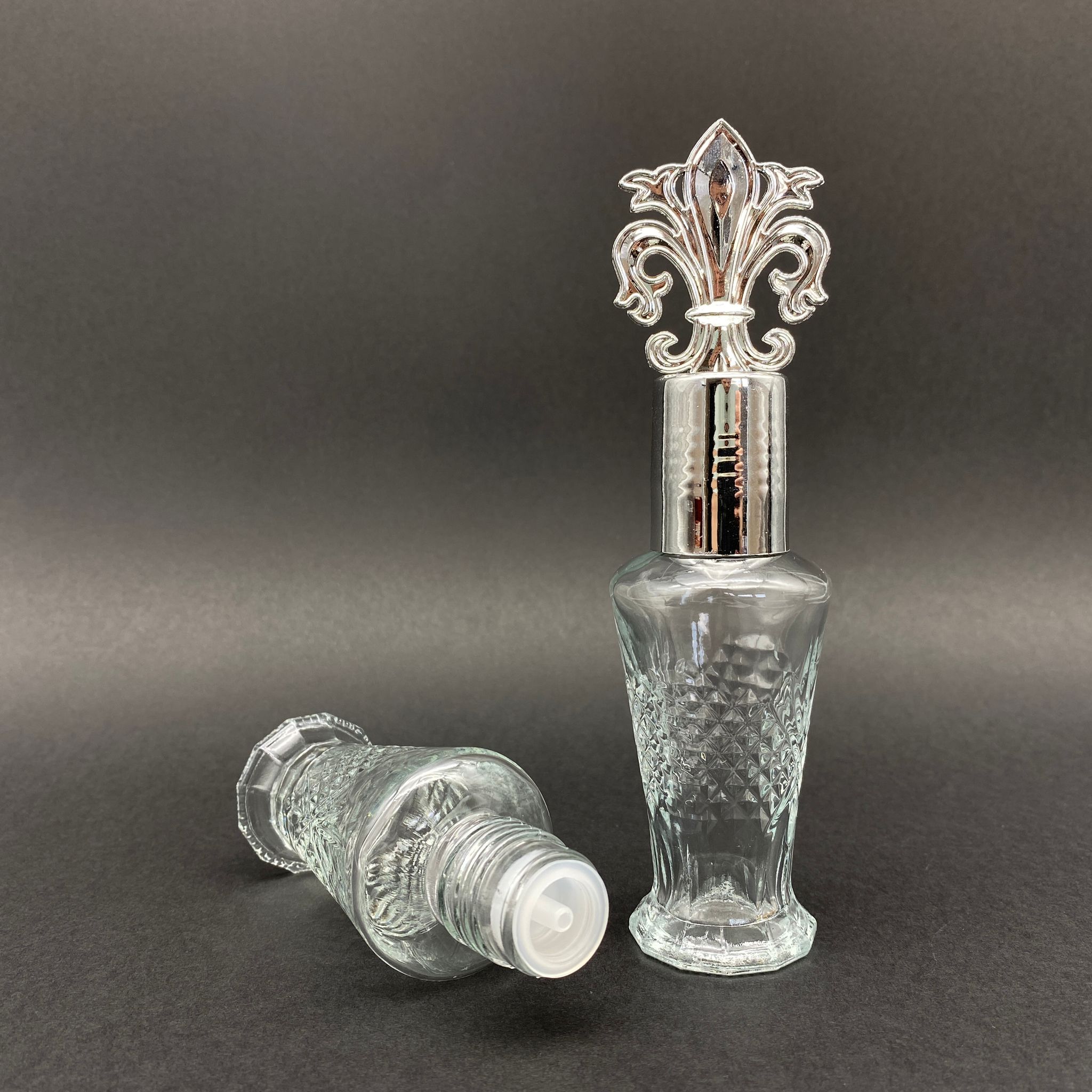 50 Cc Fantastik Vazo Cam Kolonya Şişesi - Gümüş Osmanlı Kapaklı - 50 Ml Cam Kolonya Şişesi