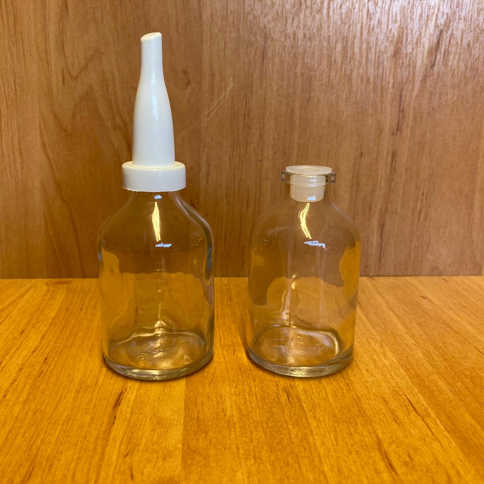 50 Cc Flakon Penisilin Şişesi - Beyaz Üstten Damlalıklı - Plastik Tıpalı - 50 Ml Damlalıklı Cam Şişe