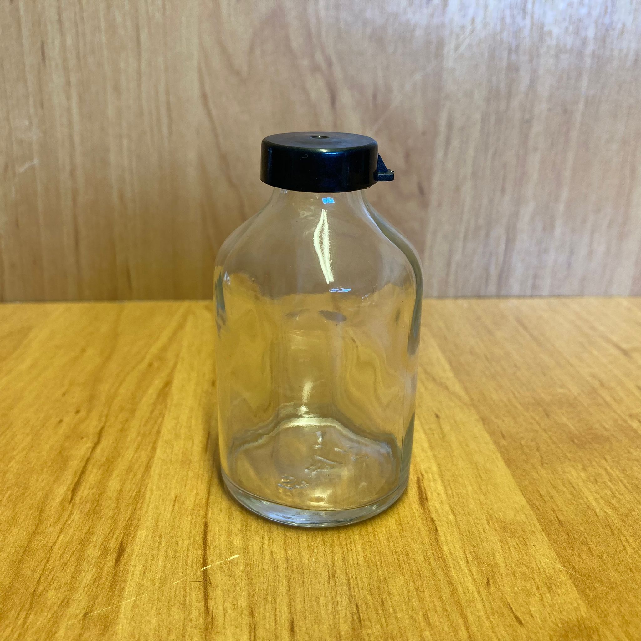 50 Cc Flakon Penisilin Şişesi - Siyah Kapaklı - 50 Ml Kapaklı Cam Şişe - Sızdırmaz - Elle Kapanır