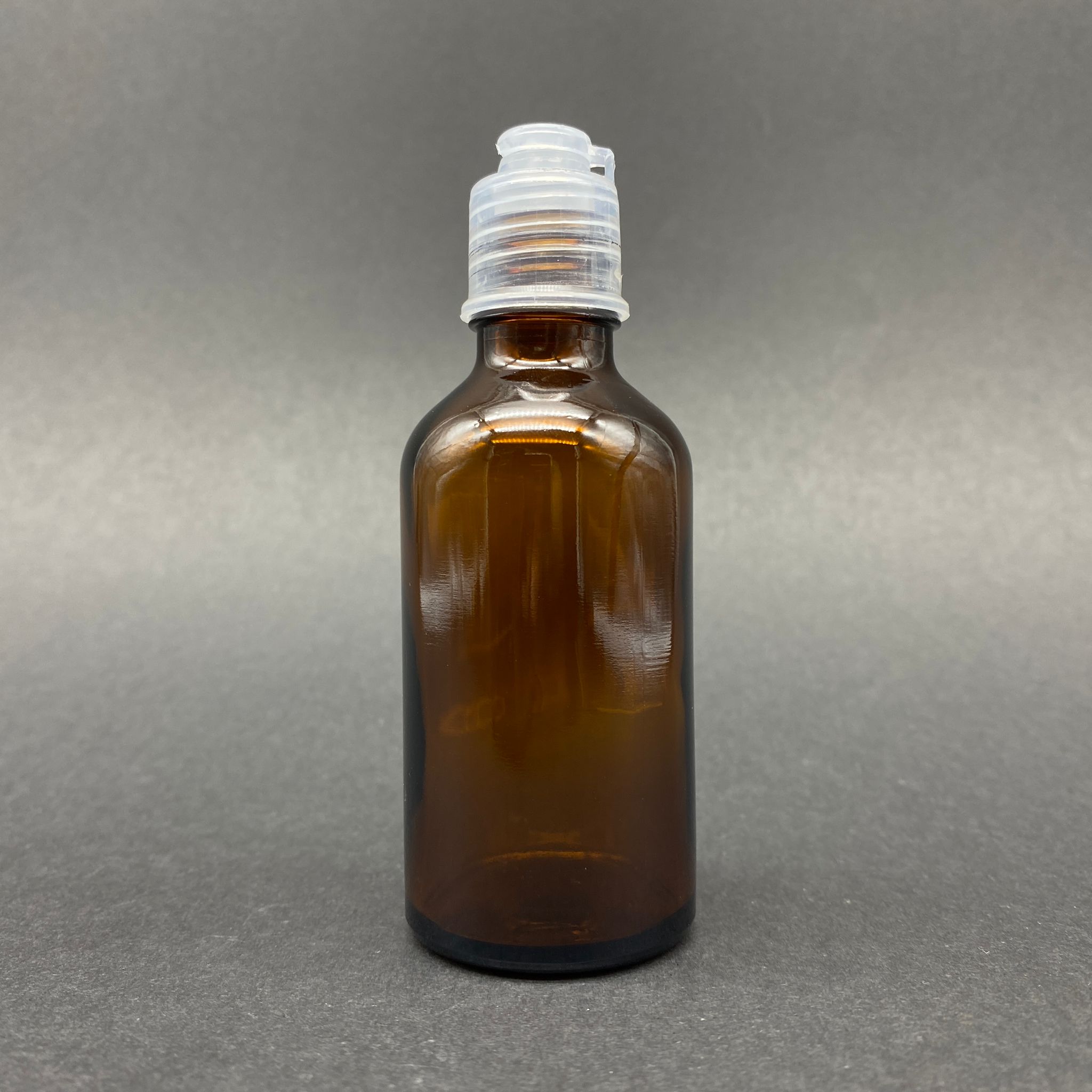 50 Cc Kahverengi Cam Şişe -  Akıtıcılı Fliptop Kapaklı - 50 Ml Amber Standart Cam Şişe