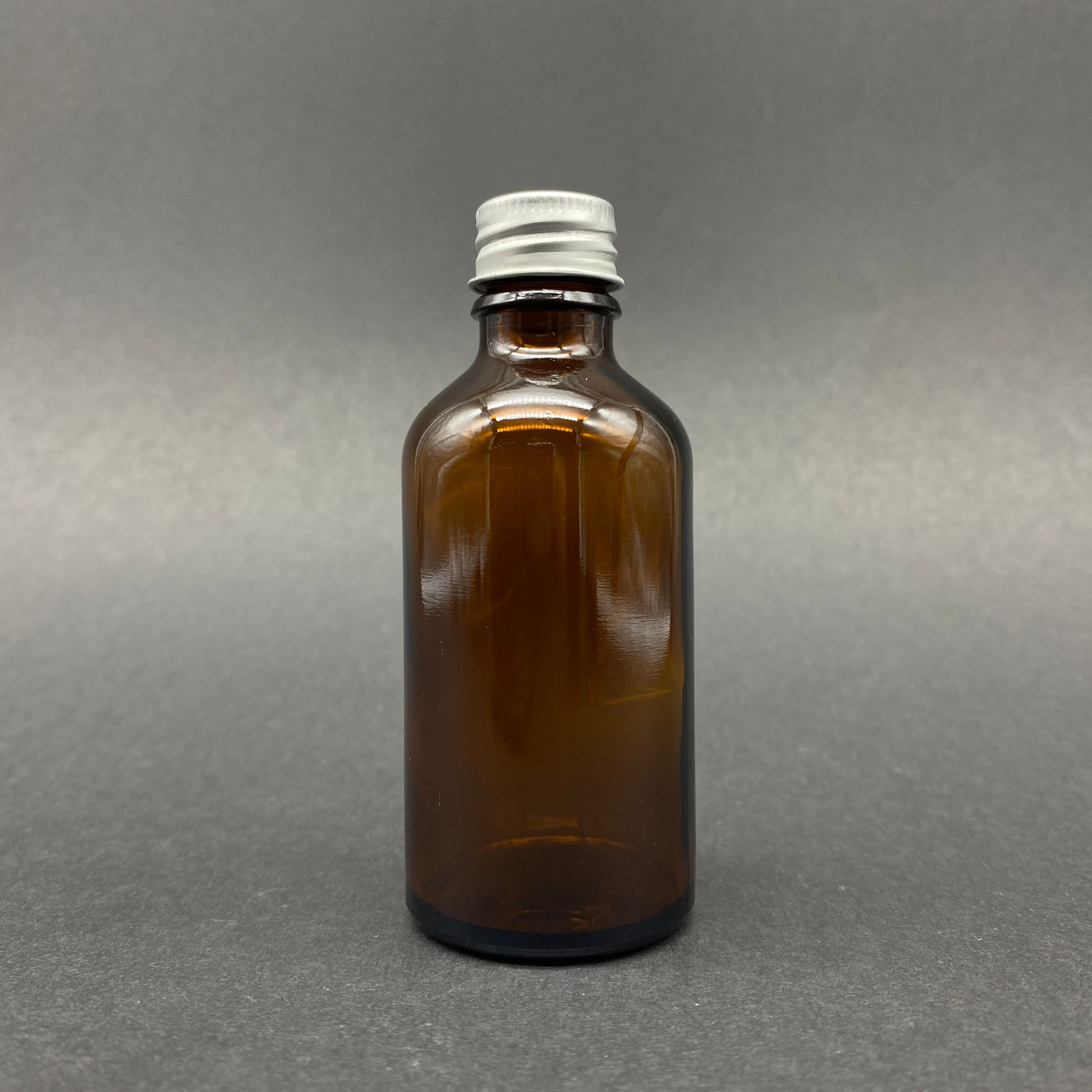 50 Cc Kahverengi Cam Şişe - Gümüş Vidalı Metal Kapaklı - 50 Ml Amber Standart Cam Şişe