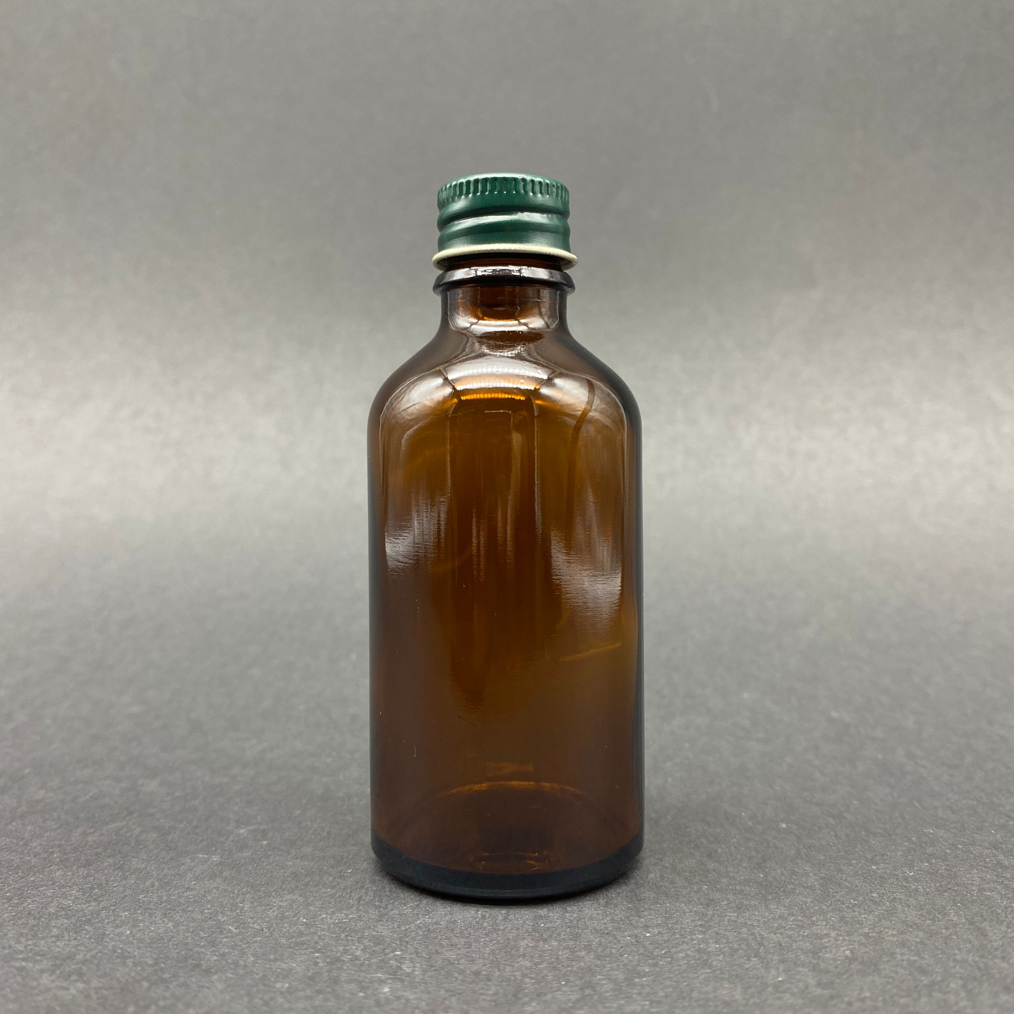 50 Cc Kahverengi Cam Şişe - Yeşil Vidalı Metal Kapaklı - 50 Ml Amber Standart Cam Şişe