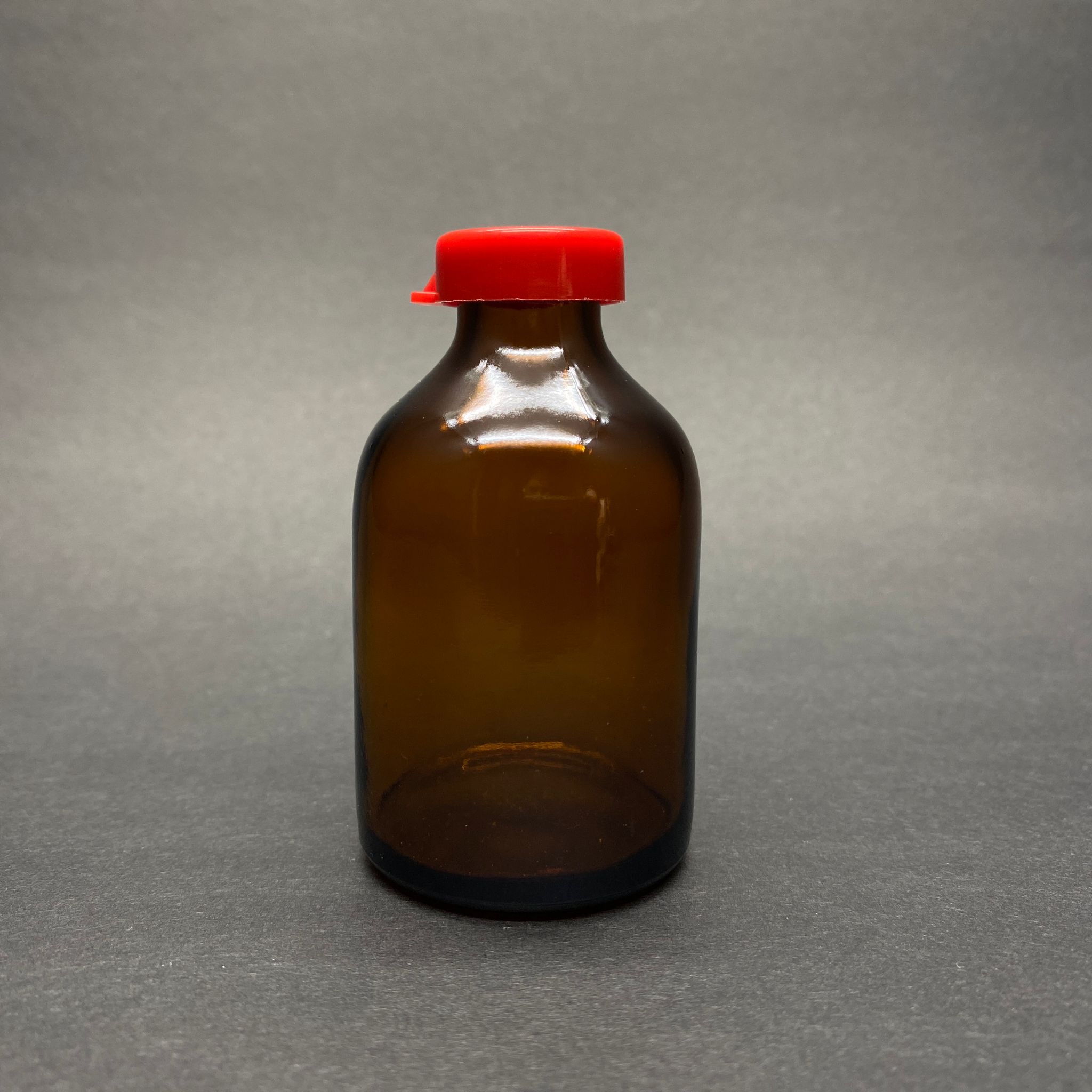 50 Cc Kapaklı Amber Cam Şişe - 50 Ml Aşı Şişesi - Penisilin Şişesi - Sızdırmaz Kırmızı Kapaklı Flakon Şişe Ecza Şişeleri