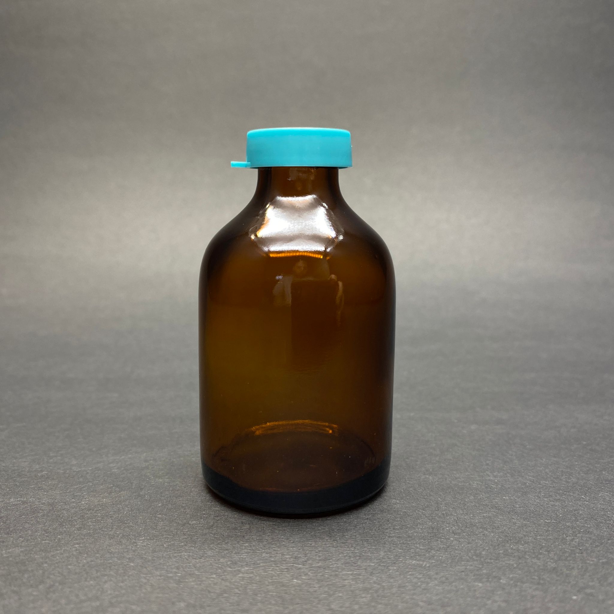 50 Cc Kapaklı Amber Cam Şişe - 50 Ml Aşı Şişesi - Penisilin Şişesi - Sızdırmaz Turkuaz Kapaklı Flakon Şişe Ecza Şişeleri
