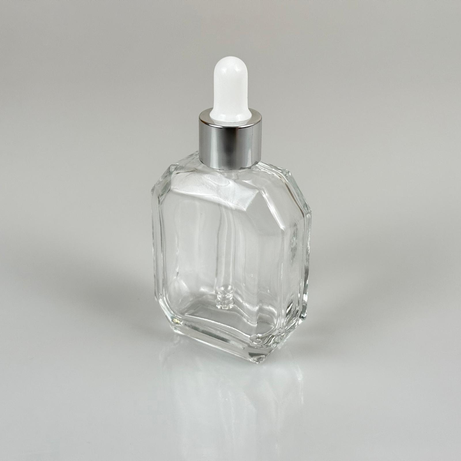 50 Cc Kazablanka Cam Şişe + Beyaz Gümüş Cam Damlalıklı Takım - 50 Ml Hediyelik Cam Kolonya Şişesi - Düğün, Nişan, Söz, Kına, Cenaze, Promosyon İçin Hediyelik Kolonya Şişeleri