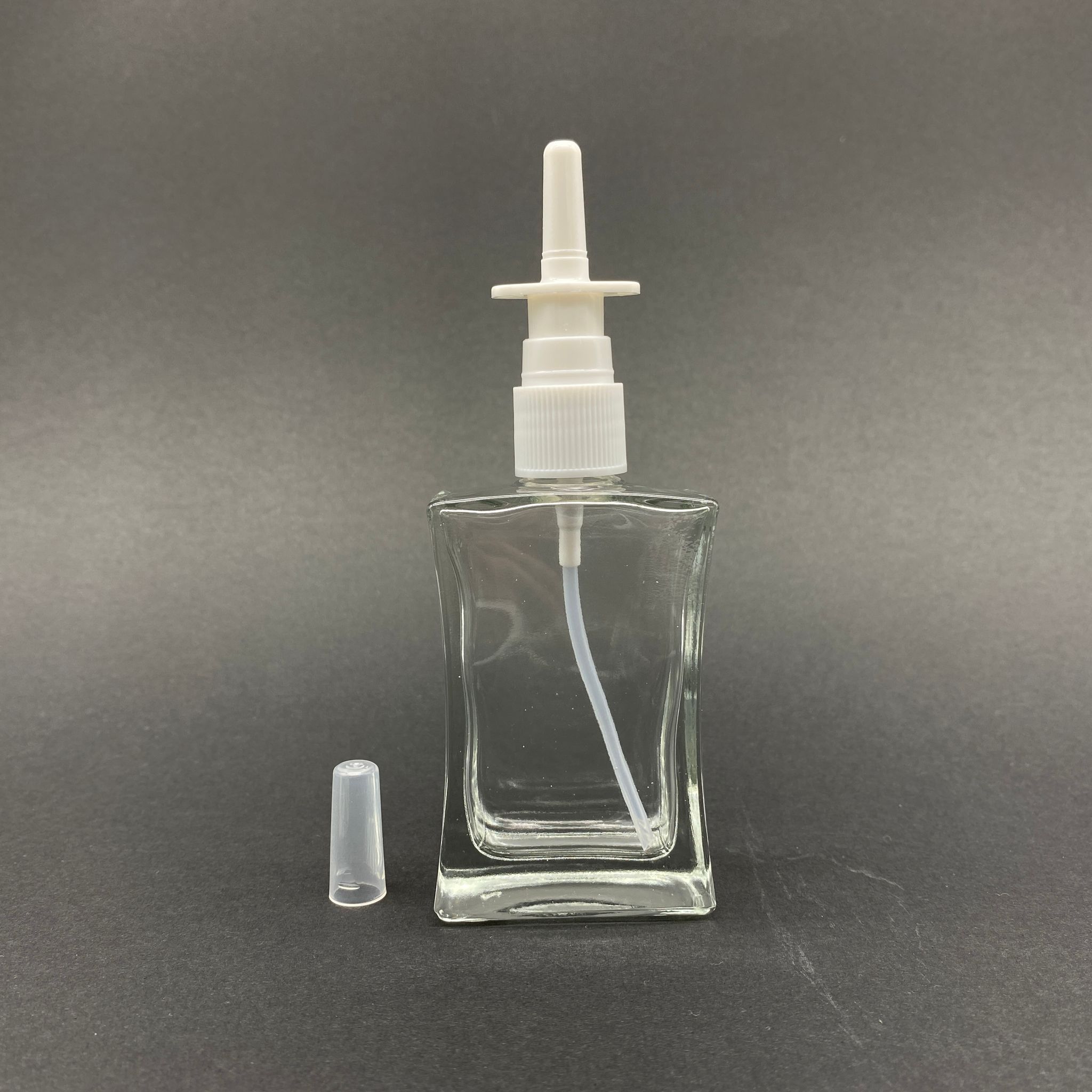 50 Cc Köşeli Cam Şişe - Beyaz Nazal Burun Spreyli Takım - 50 Ml Burun Spreyli Cam Şişe - 1. Kalite İthal Cam