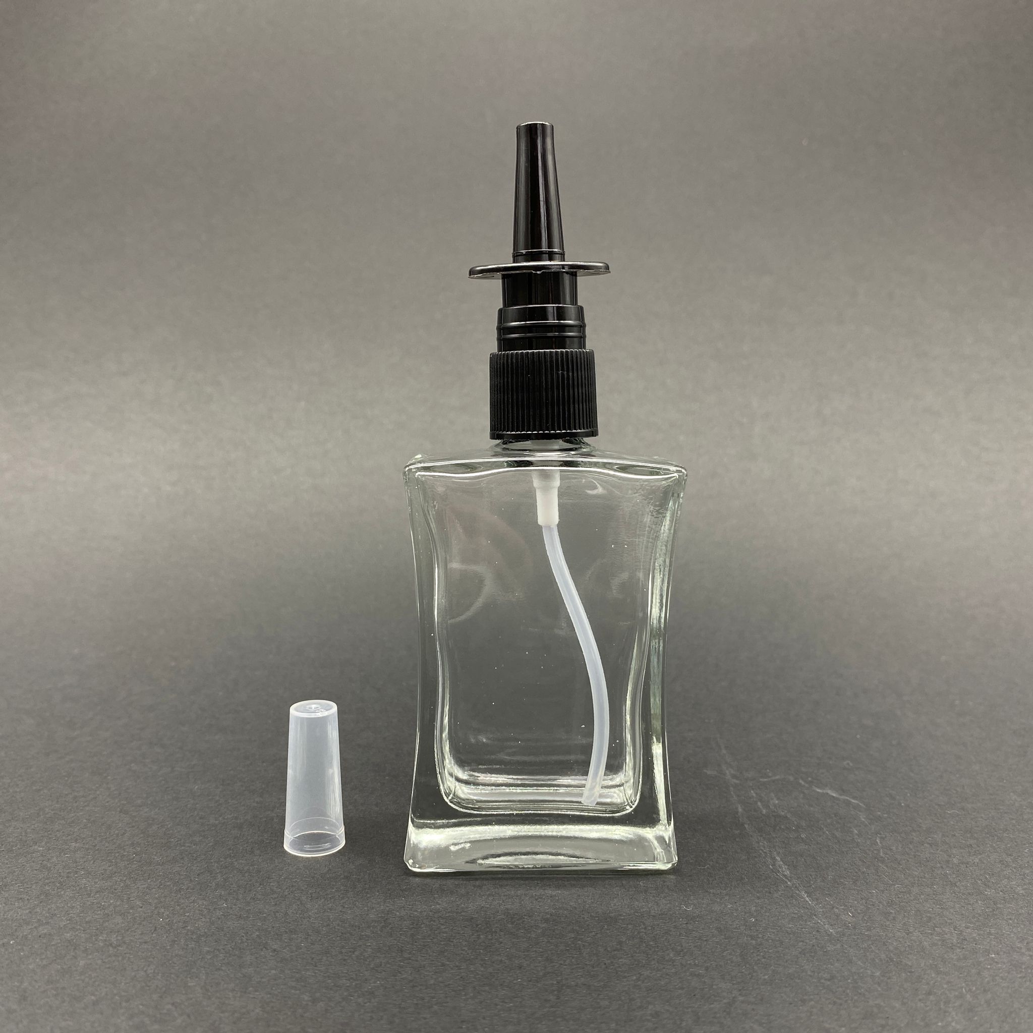 50 Cc Köşeli Cam Şişe - Siyah Nazal Burun Spreyli Takım - 50 Ml Burun Spreyli Cam Şişe - 1. Kalite İthal Cam