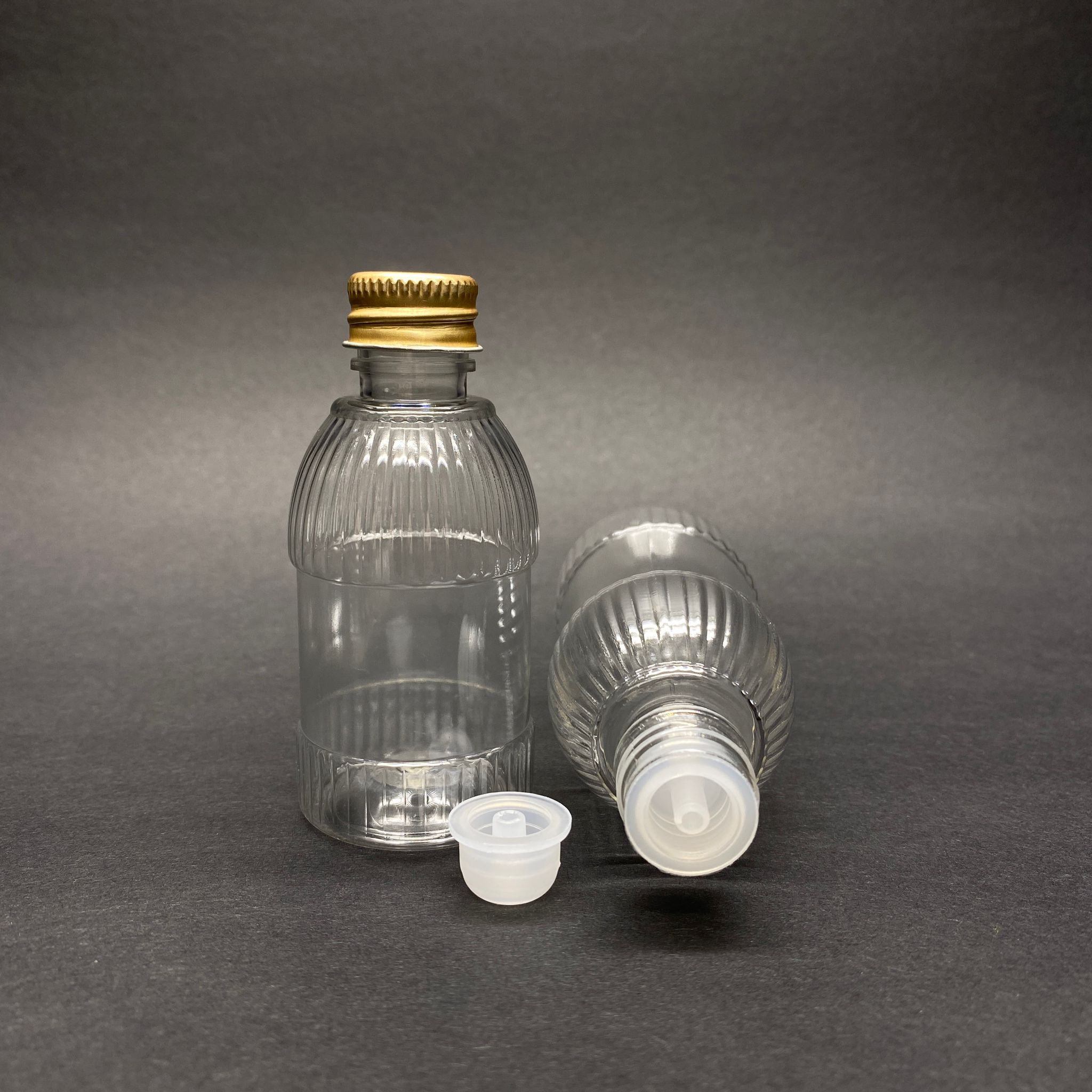 50 Cc Mandalina Model Pet Şişe - Metal Gold Kapaklı İçten Damlalıklı Kolonya Tıpalı - 50 Ml Tombul Pet Damlalıklı Şişe
