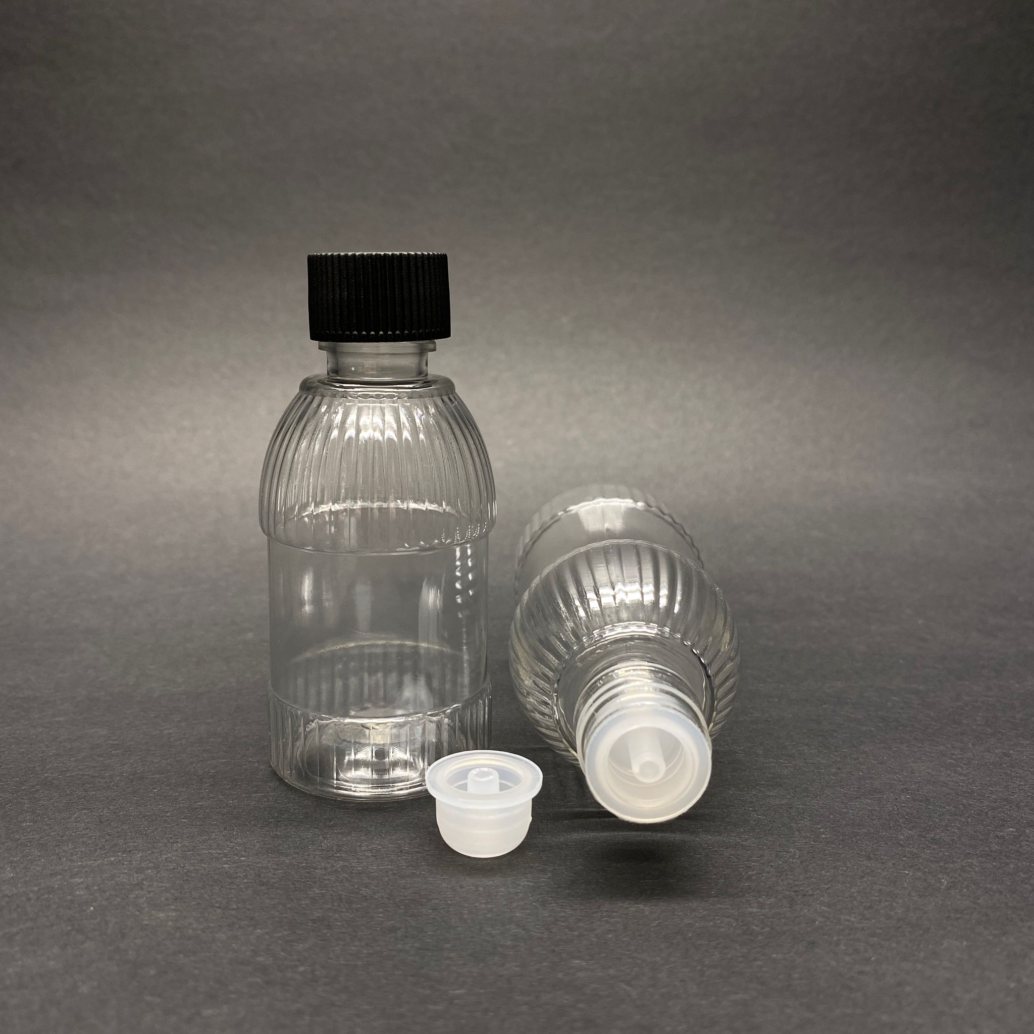 50 Cc Mandalina Model Pet Şişe - Siyah Kapaklı İçten Damlalıklı Kolonya Tıpalı - 50 Ml Tombul Pet Damlalıklı Şişe