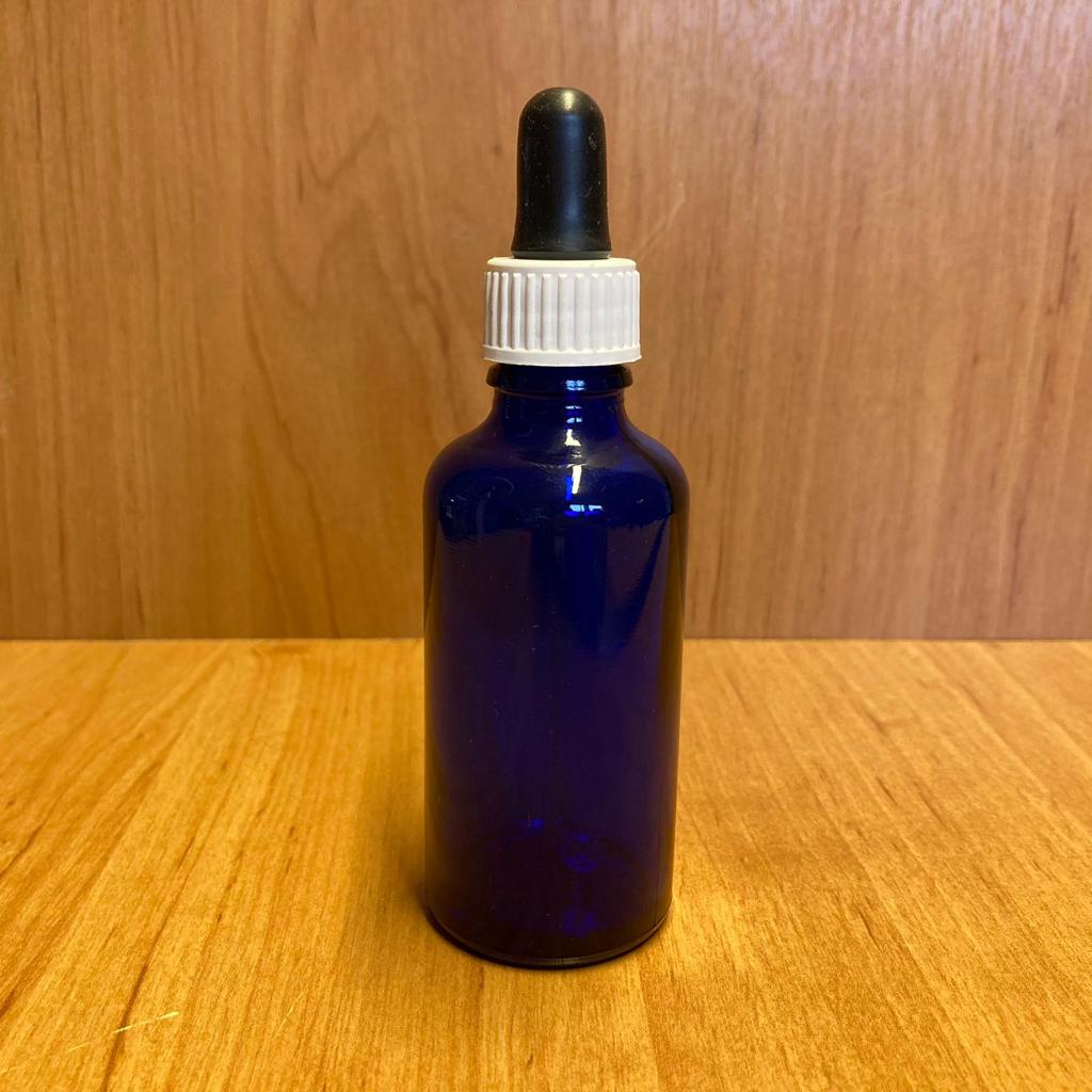 50 Cc Mavi Cam Damlalıklı Şişe - Siyah Emzik - Beyaz Plastik Kapak - 50 Ml Mavi Cam Damlalıklı Şişe
