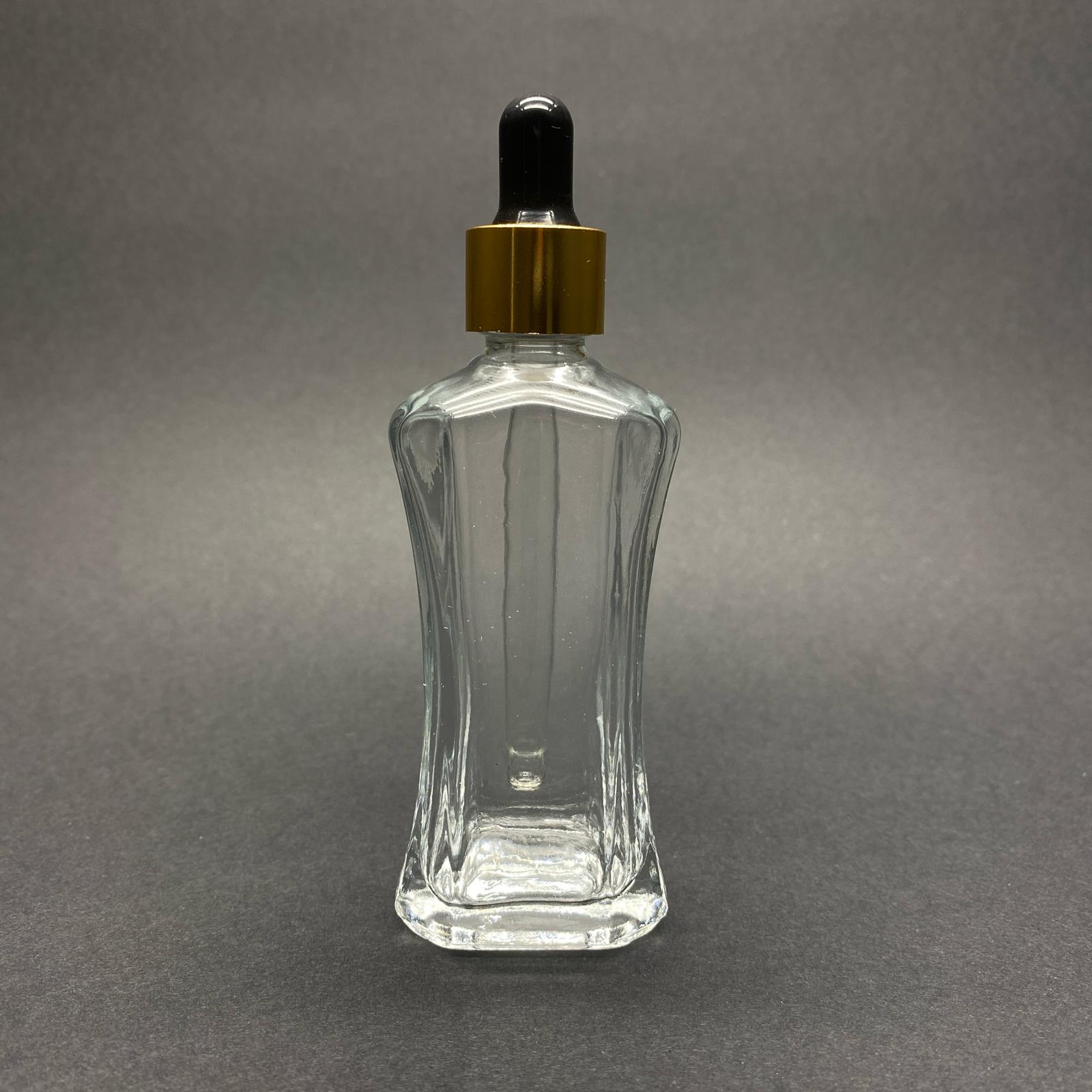 50 Cc Milano Model Cam Damlalıklı Şişe - Siyah Emzik - Gold Metal Kapak - 50 Ml Lüks Cam Şişe (Camın Kalınlığı İle İlgili +/- 5 Ml Tolerans Olabilir)