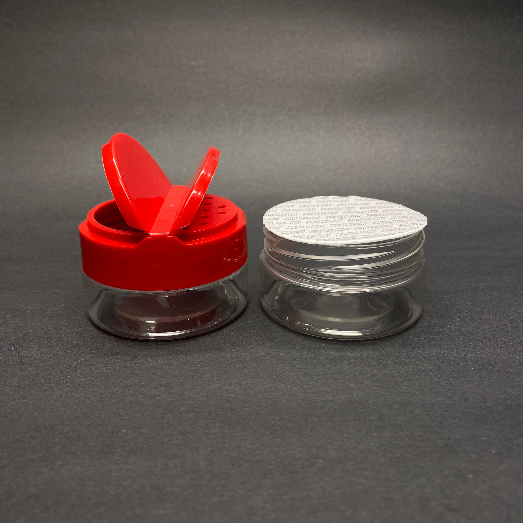 50 Cc Pet Baharat Kavanozu - Kırmızı Fliptop Baharat Kapaklı + Sızdırmaz Kendinden Yapışkanlı Köpük Contalı -  Toz Kavanozu , Baharat Ambalajı , Boş Pudra Şişesi . Tuzluk , Baharat Düzenleyici Set İçin Kavanoz