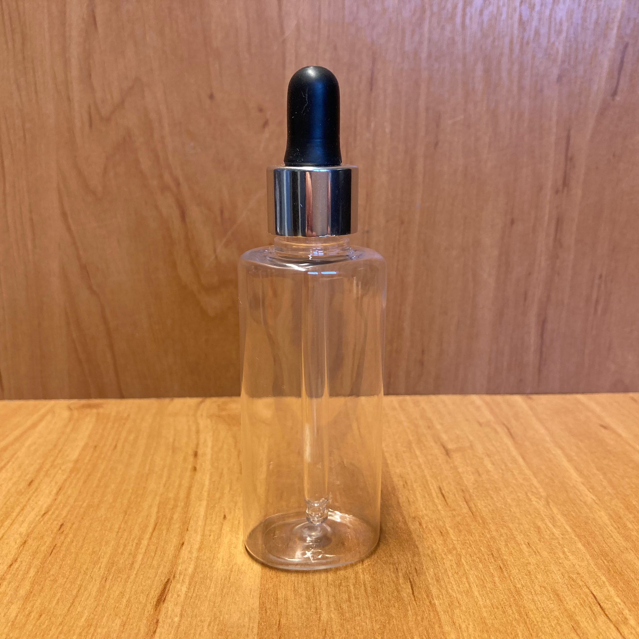 50 Cc Rebul Model Plastik Cam Damlalıklı Şişe - Siyah Emzik - Gümüş Metalik Kapak - 50 Ml Plastik Cam Damlalıklı Şişe