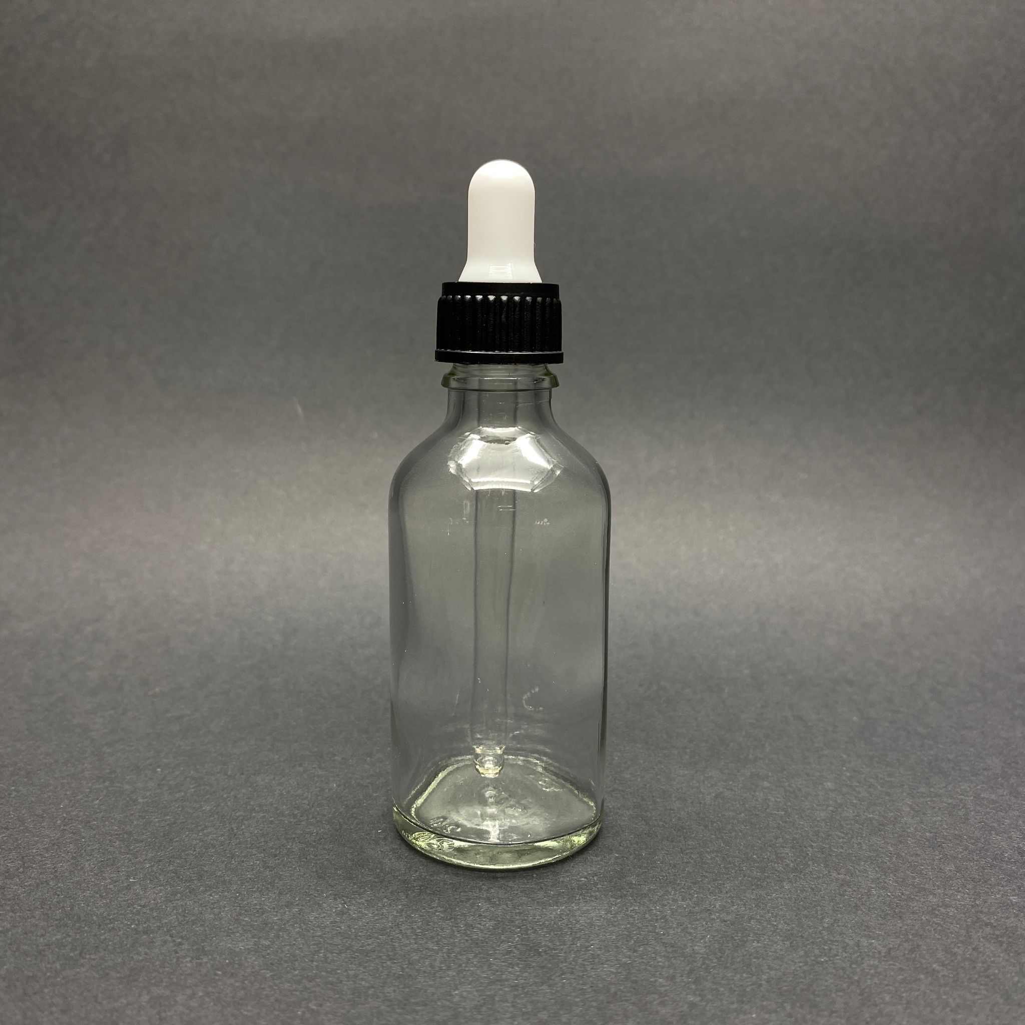 50 Cc Şeffaf Cam Damlalıklı Şişe - Beyaz Emzik - Siyah Plastik Kapak - 50 Ml Saydam Cam Damlalıklı Şişe