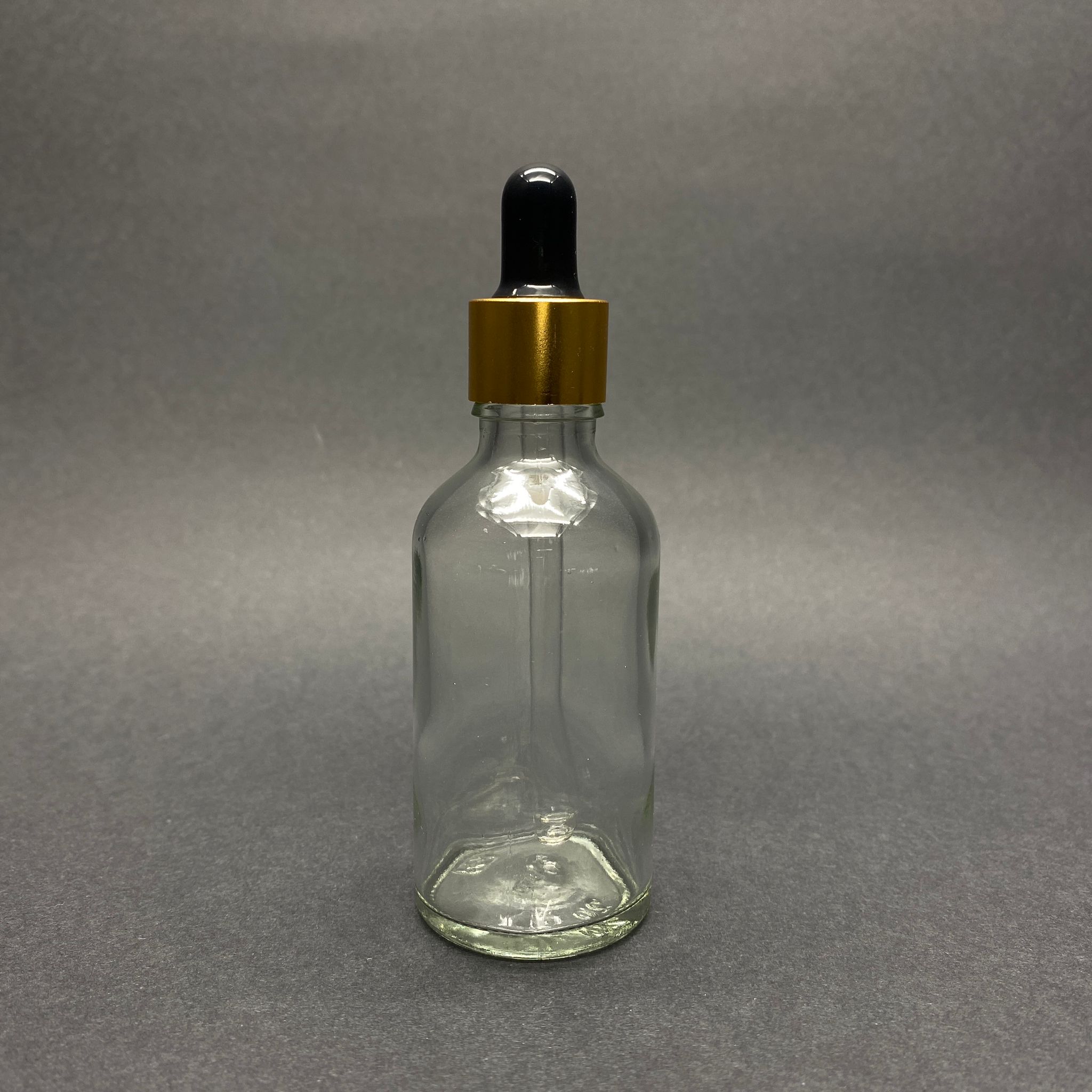 50 Cc Şeffaf Cam Damlalıklı Şişe - Siyah Emzik - Gold Metalik  Kapak - 50 Ml Saydam Cam Damlalıklı Şişe