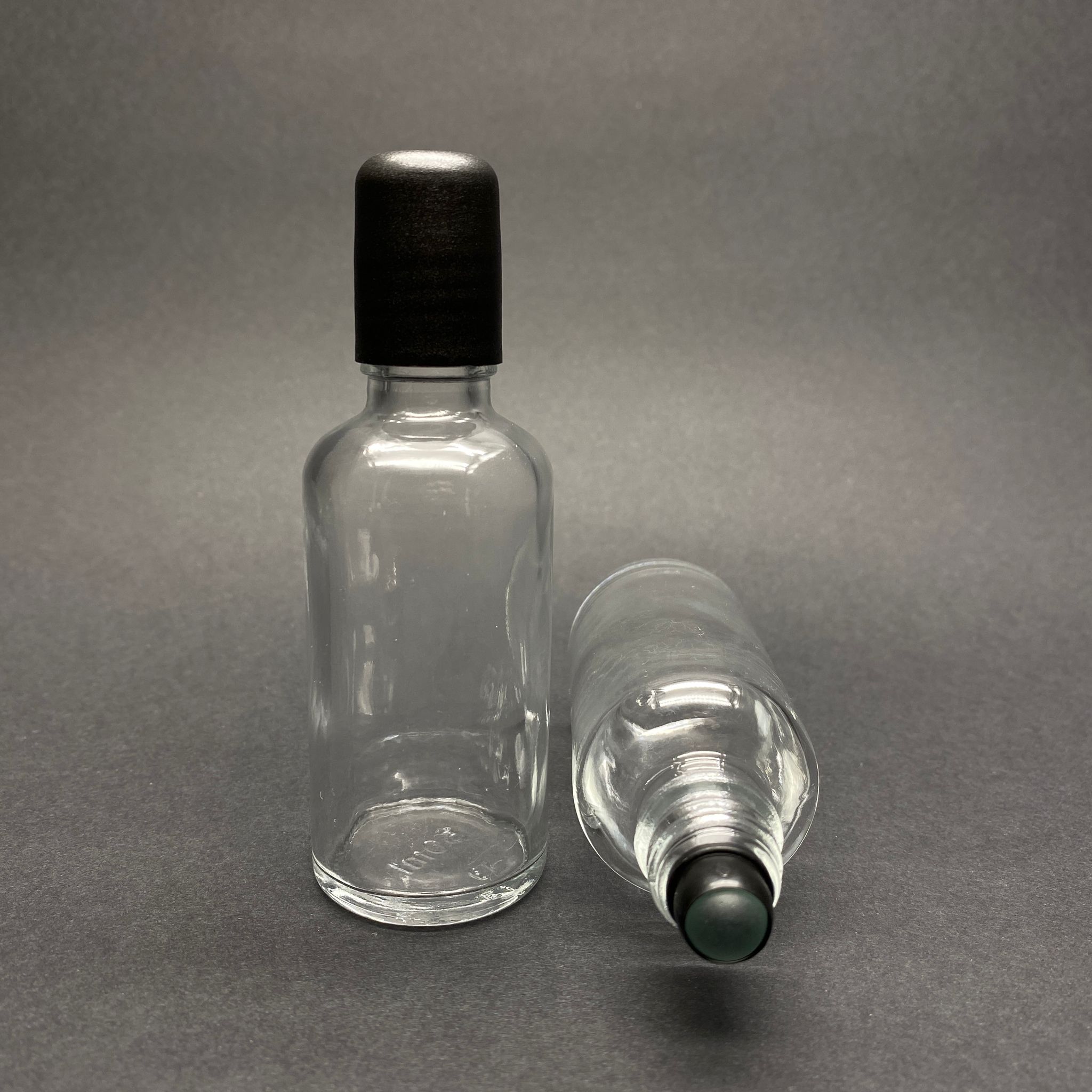 50 Cc Şeffaf Cam Roll-On Şişesi - Siyah Kapaklı -  50 Ml Cam Bilyeli Şişe - Cam Roll On Şişe - Cam Esans Şişesi