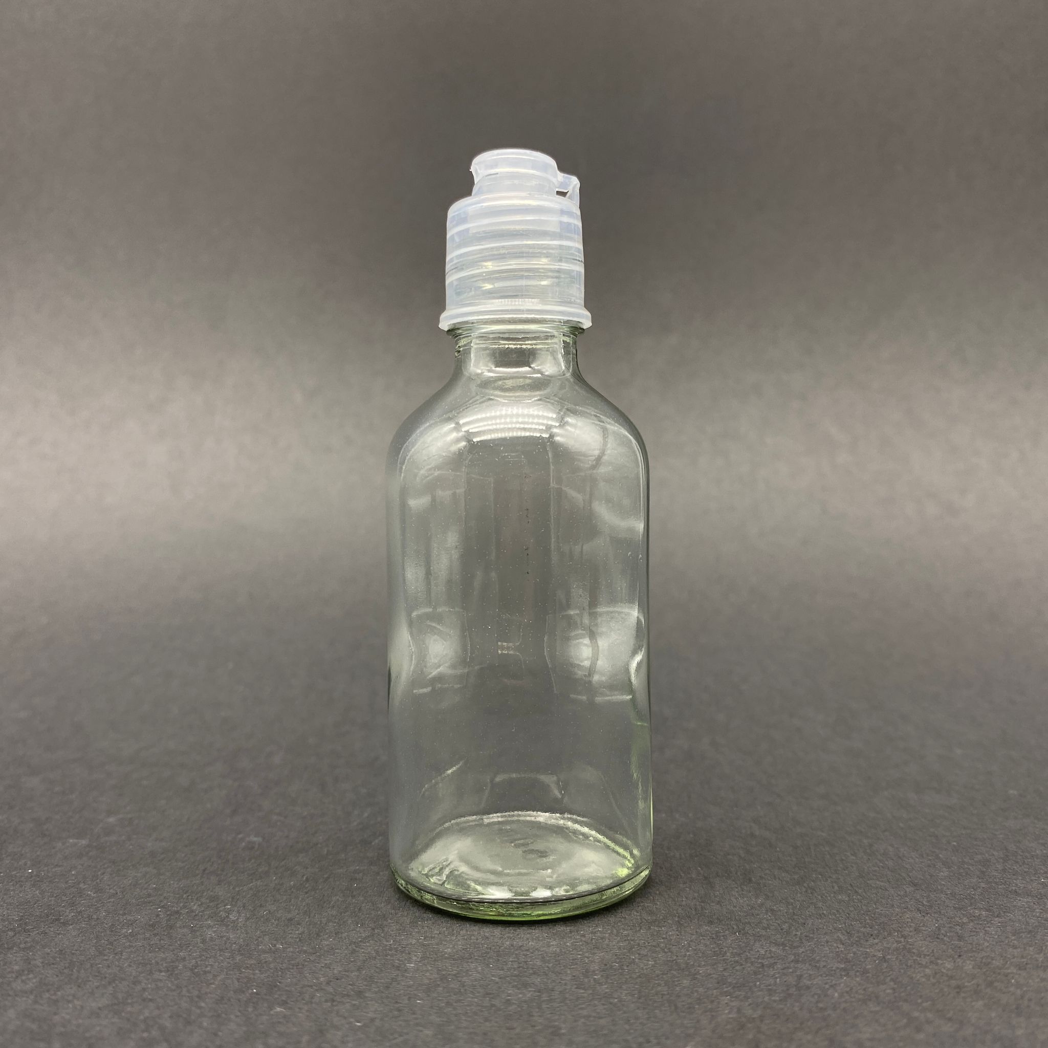 50 Cc Şeffaf Cam Şişe - Akıtıcılı Fliptop Kapaklı - 50 Ml Cam Şişe