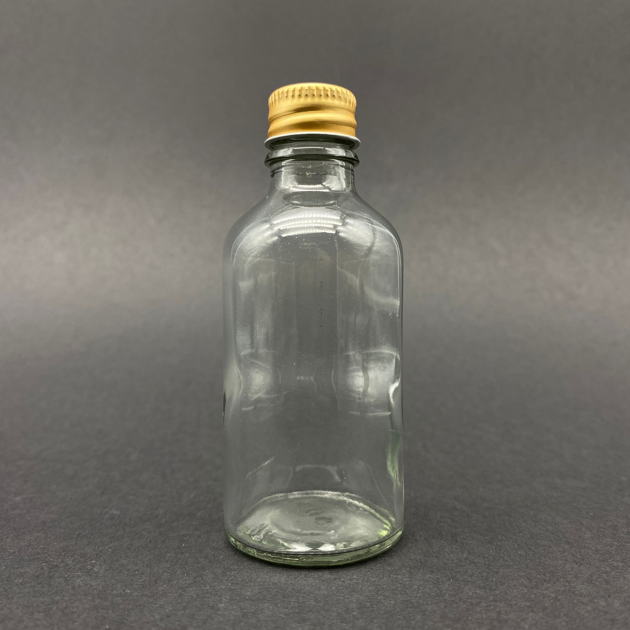 50 Cc Şeffaf Cam Şişe - Gold Vidalı Metal Kapaklı - 50 Ml Cam Şişe