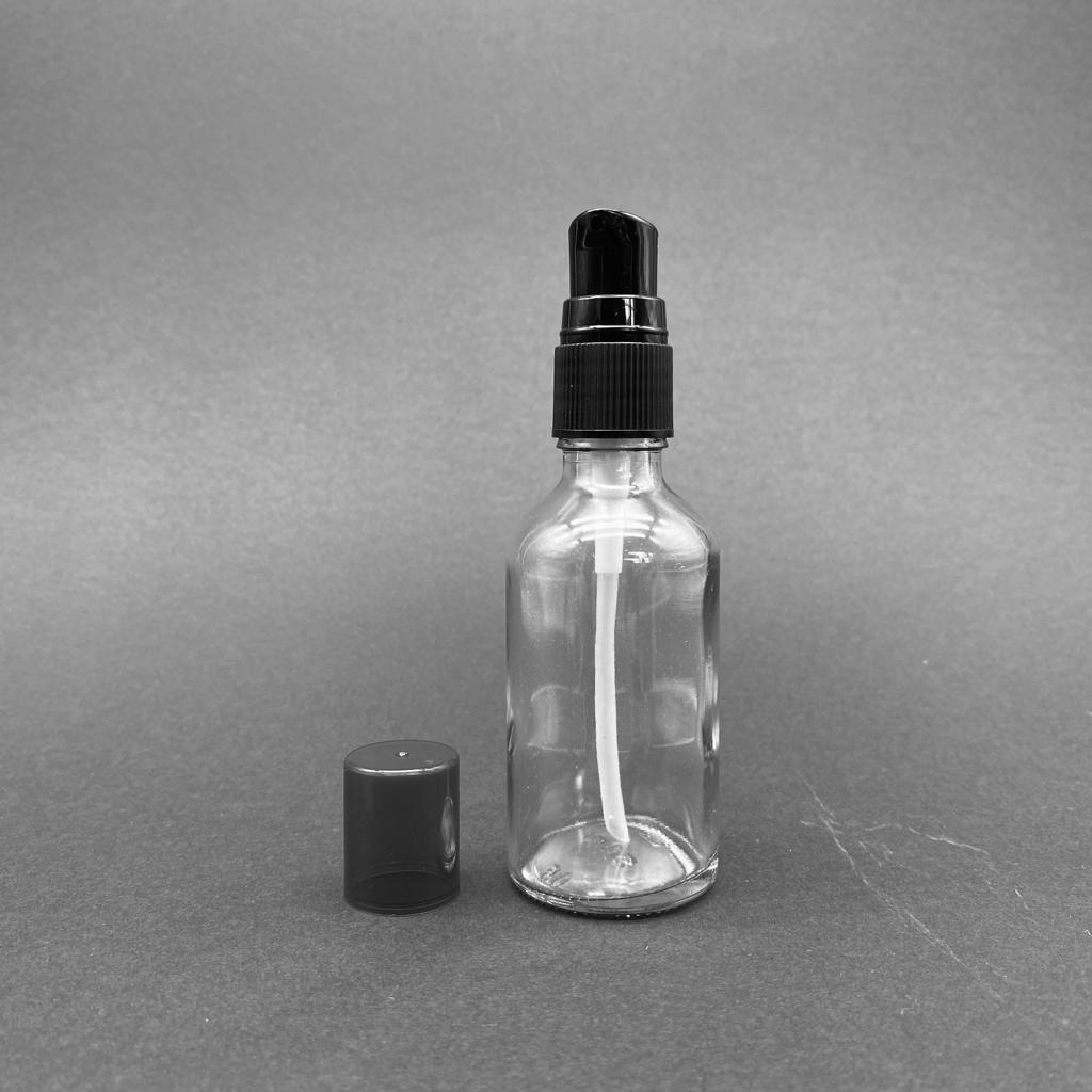 50 Cc Şeffaf Cam Şişe Siyah Losyon Pompalı Takım - 50 Ml Pompalı Cam Şişe