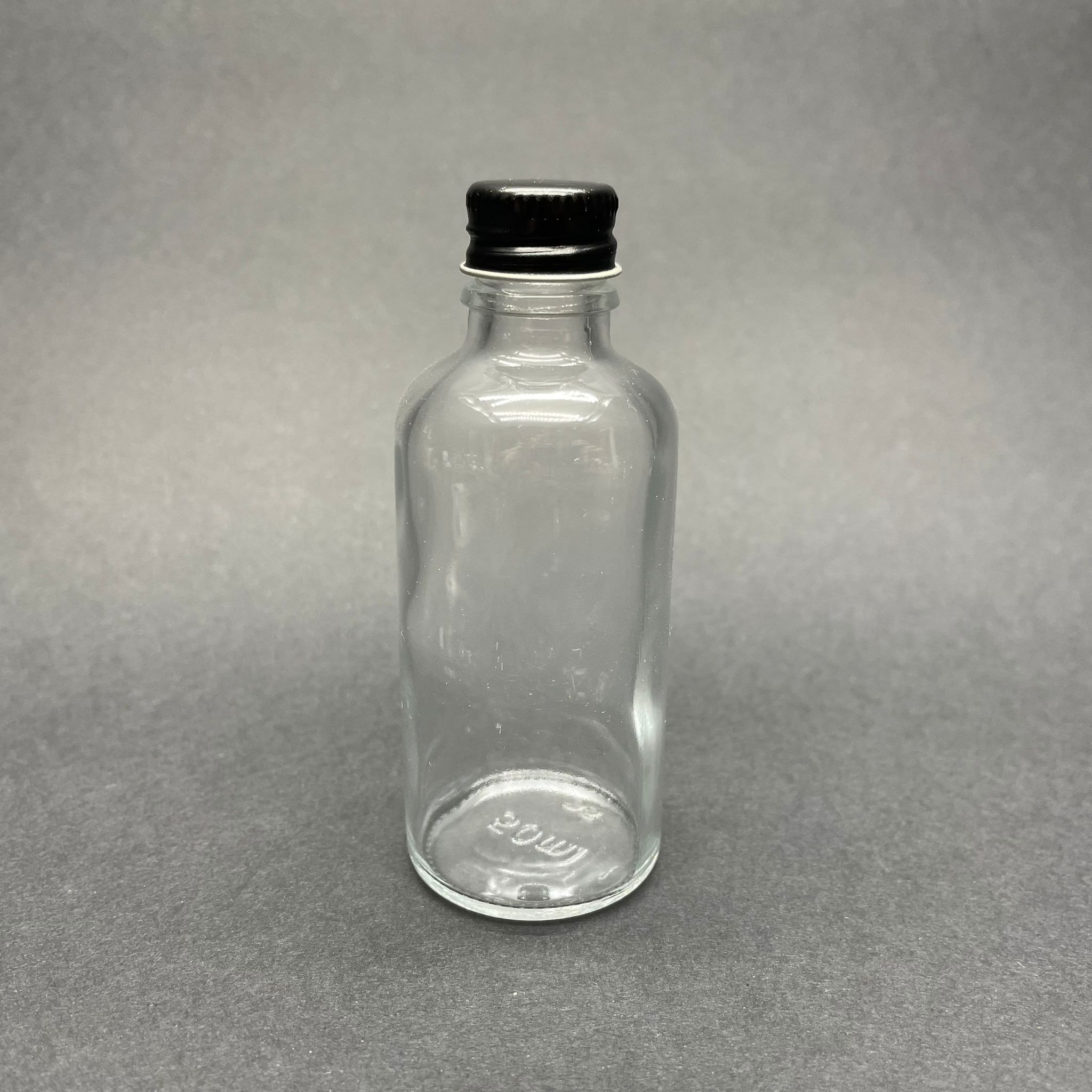 50 Cc Şeffaf Cam Şişe - Siyah Vidalı Metal Kapaklı - 50 Ml Cam Şişe