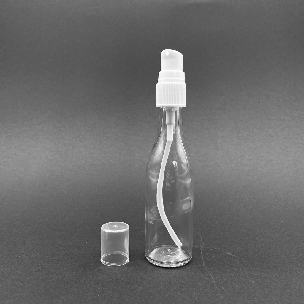 50 Cc Şeffaf Cam Uzun Boğazlı Şişe Beyaz Losyon Pompalı Takım - 50 Ml Losyon Şişesi
