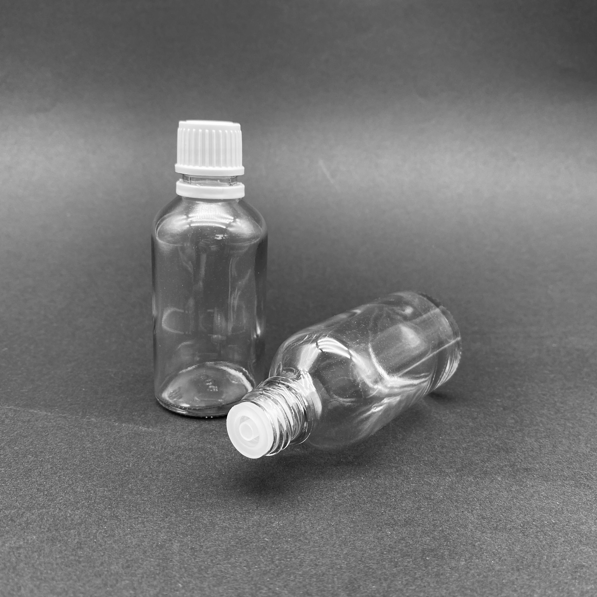 50 Cc Şeffaf İçten Damlalıklı - Beyaz Kilit Kapaklı Cam Şişe - 50 Ml Saydam Yeni İçten Damlalıklı Cam Şişe