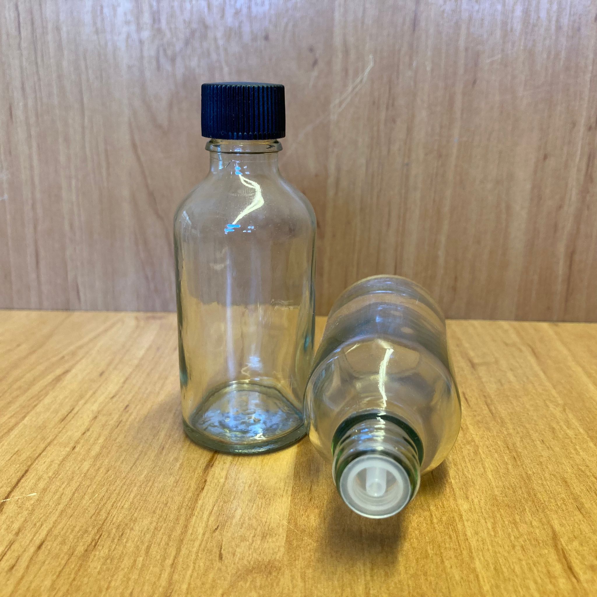 50 Cc Şeffaf İçten Damlalıklı - Siyah Plastik Kapaklı Cam Şişe - 50 Ml Kolonya Tıpalı Cam Şişe