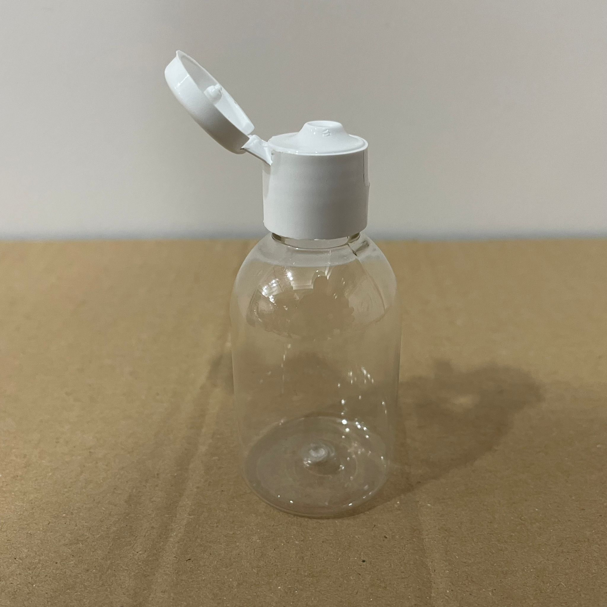 50 Cc Şeffaf Pet Şişe - Beyaz Fliptop Kapaklı - 50 Ml Buklet Şişe