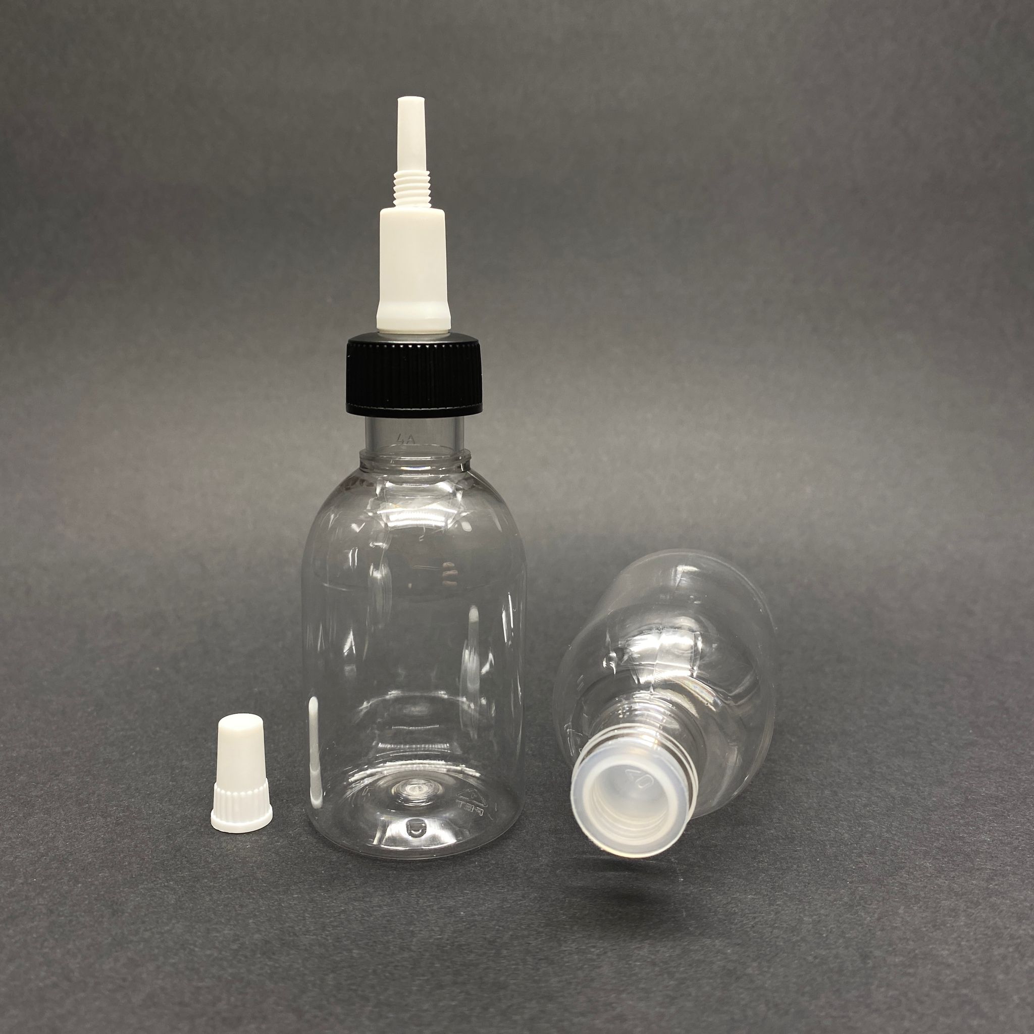 50 Cc Şeffaf Pet Şişe - Üstten Damlalıklı Kapak + Kör Tıpa - Sıvıyı Kontrollü Damlatır