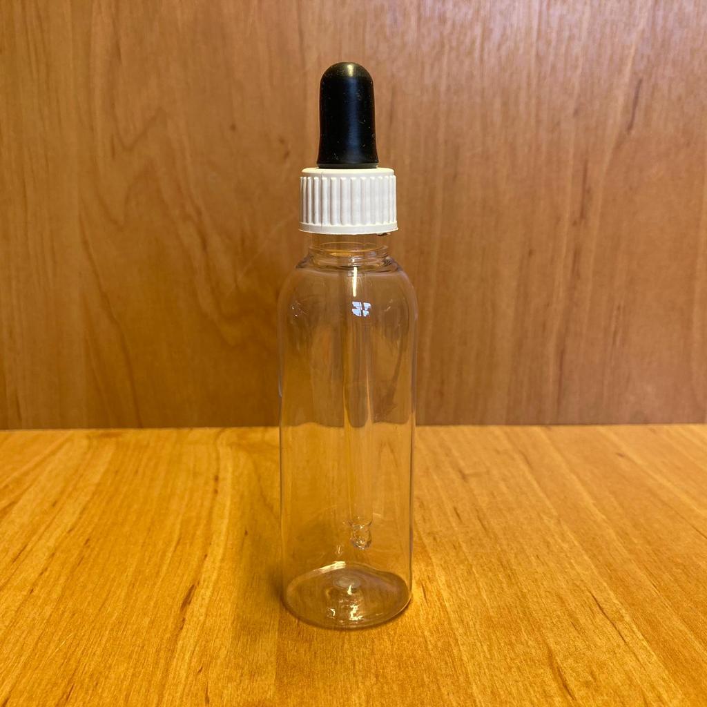 50 Cc Şeffaf Silindir Plastik Cam Damlalıklı Şişe - Siyah Emzik - Siyah Plastik Kapak - 50 Ml Plastik Cam Damlalıklı Şişe