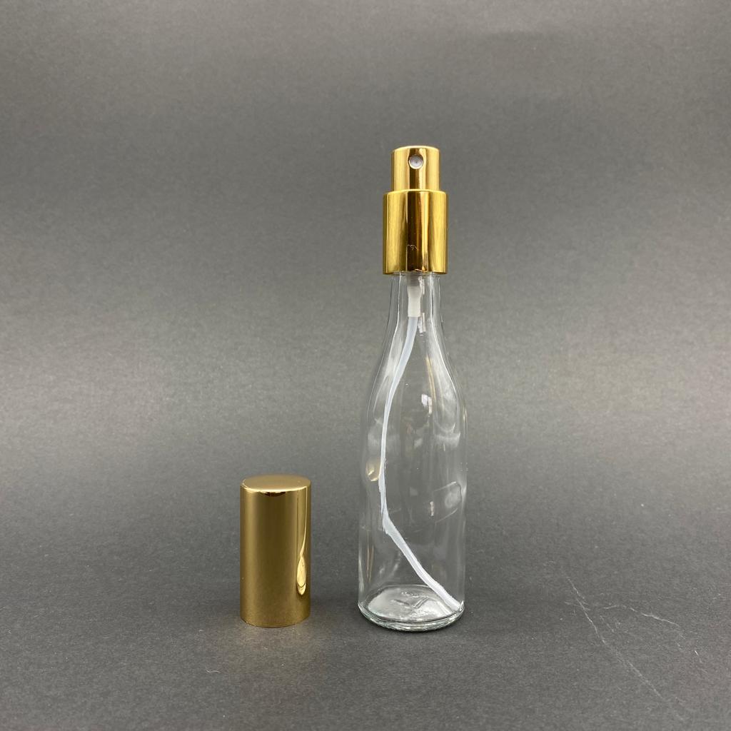 50 Cc Şeffaf Uzun Boğazlı Cam Şişe - Lüks Metal Spreyli Takım - 50 Ml Spreyli Cam Şişe