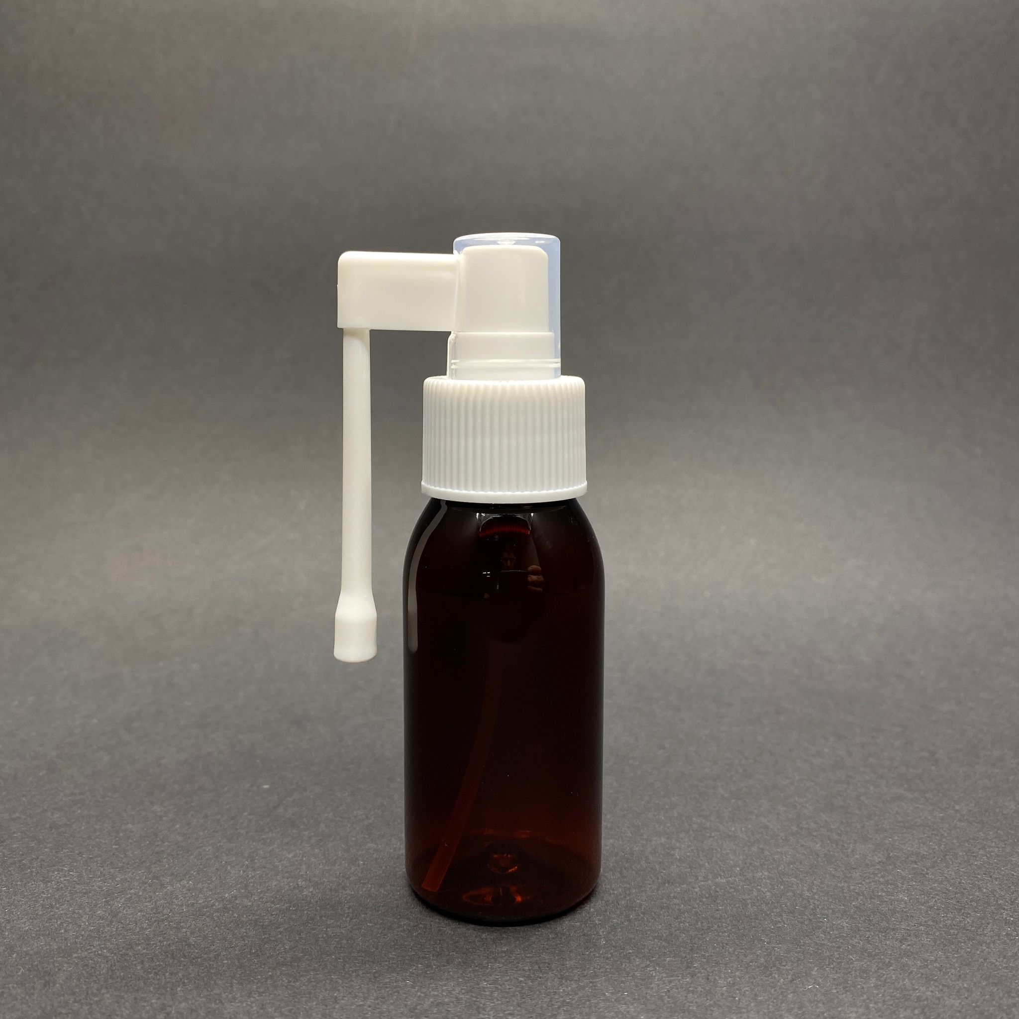 50 Cc Silindir Oval Boyunlu Kalın Pet Şişe  - Oral Boğaz  Spreyli - Ağız Çapı 24 Mm - Amber