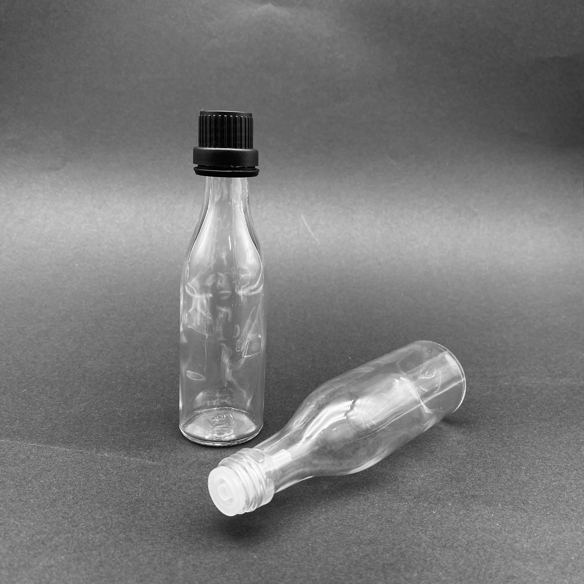 50 Cc Uzun Şeffaf İçten Damlalıklı - Siyah Kilit Kapaklı Cam Şişe - 50 Ml Şeffaf Standart İçten Damlalıklı Cam Şişe