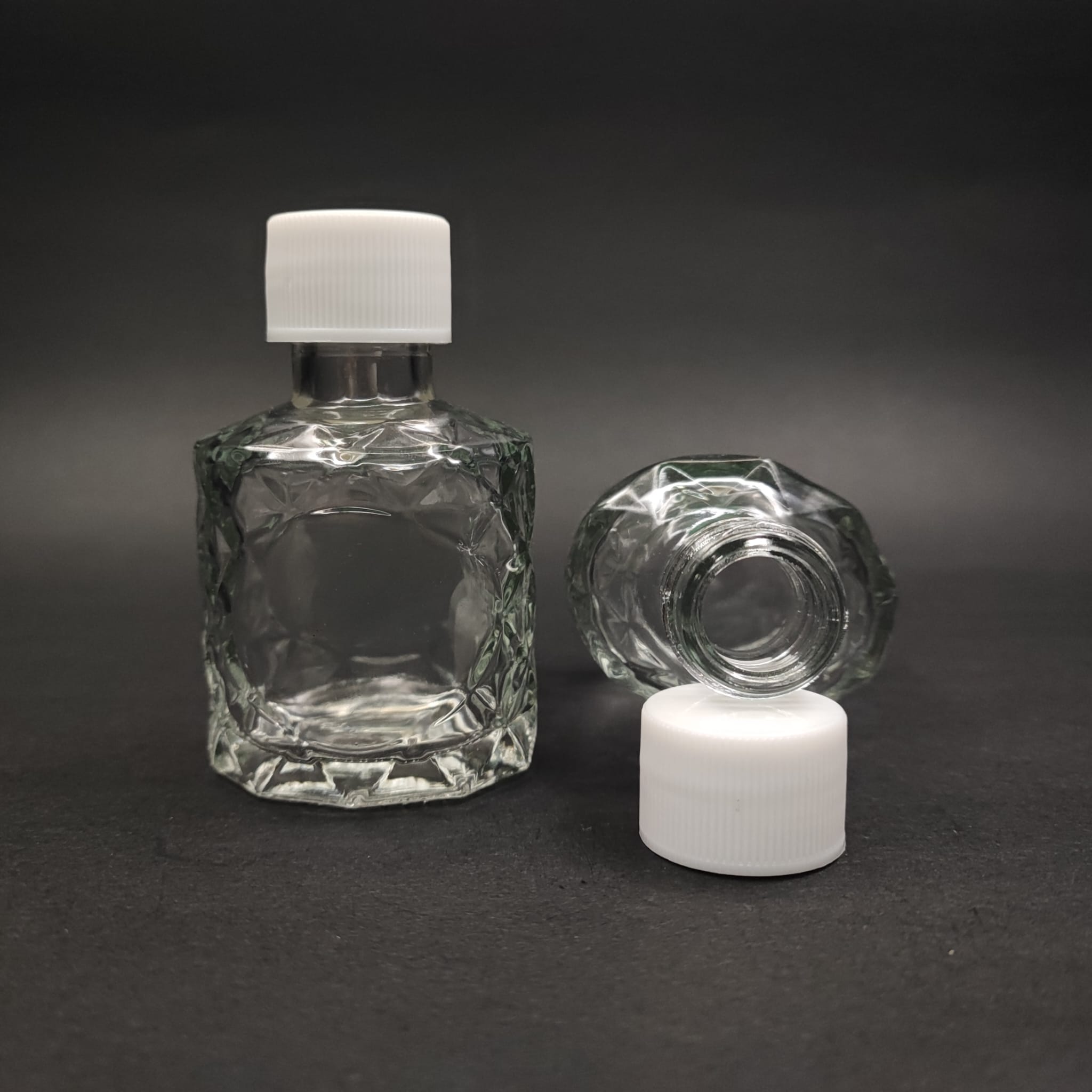 50 Cc Velora Cam Şişe - Contalı Beyaz Kapaklı - 50 Ml Lüx Cam Şişe