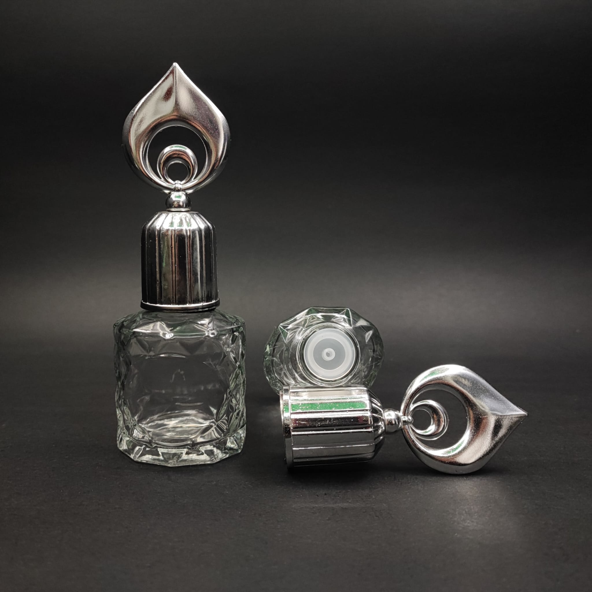 50 Cc Velora Cam Şişe - Gümüş Hilal Kapaklı + Kolonya Tıpalı - 50 Ml Düğün, Nişan, Söz, Kına, Cenaze, Promosyon İçin Hediyelik Lüx Kolonya Şişeleri
