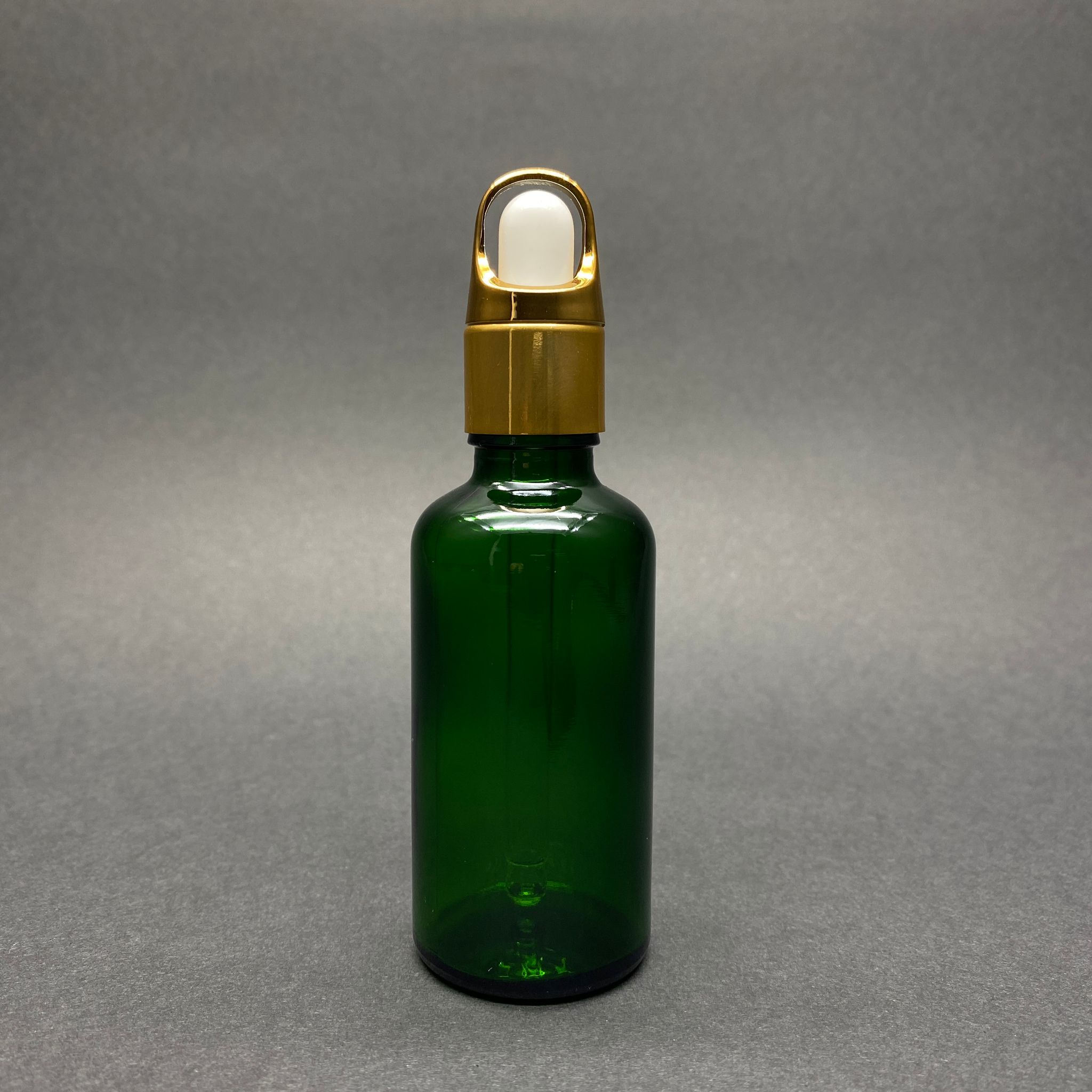 50 Cc Yeşil Cam Damlalıklı Şişe - Beyaz Emzik - Gold Flower Sepet Model Metalik Kapak - 50 Ml Cam Damlalıklı Şişe