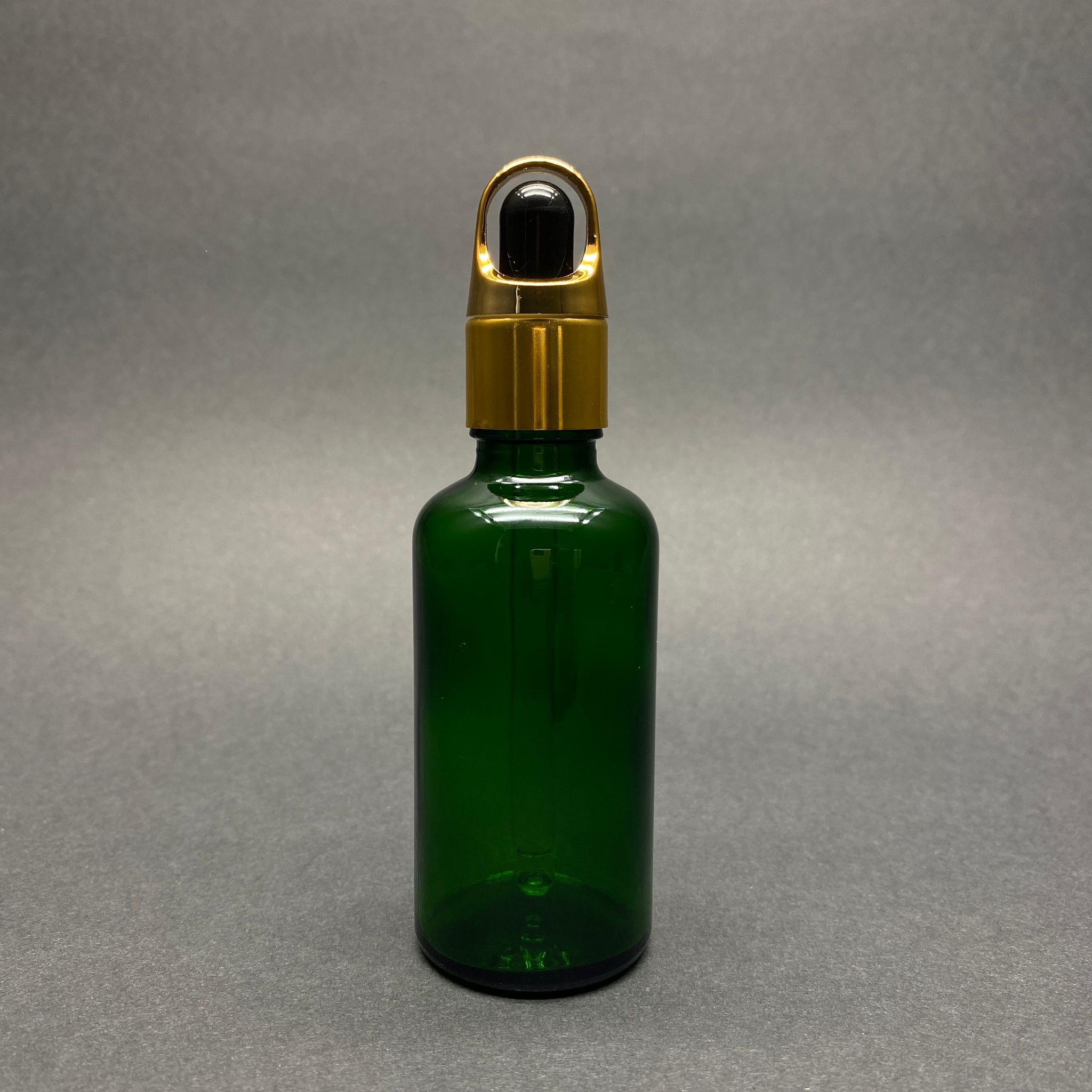 50 Cc Yeşil Cam Damlalıklı Şişe - Siyah Emzik - Gold Flower Sepet Model Metalik Kapak - 50 Ml Cam Damlalıklı Şişe