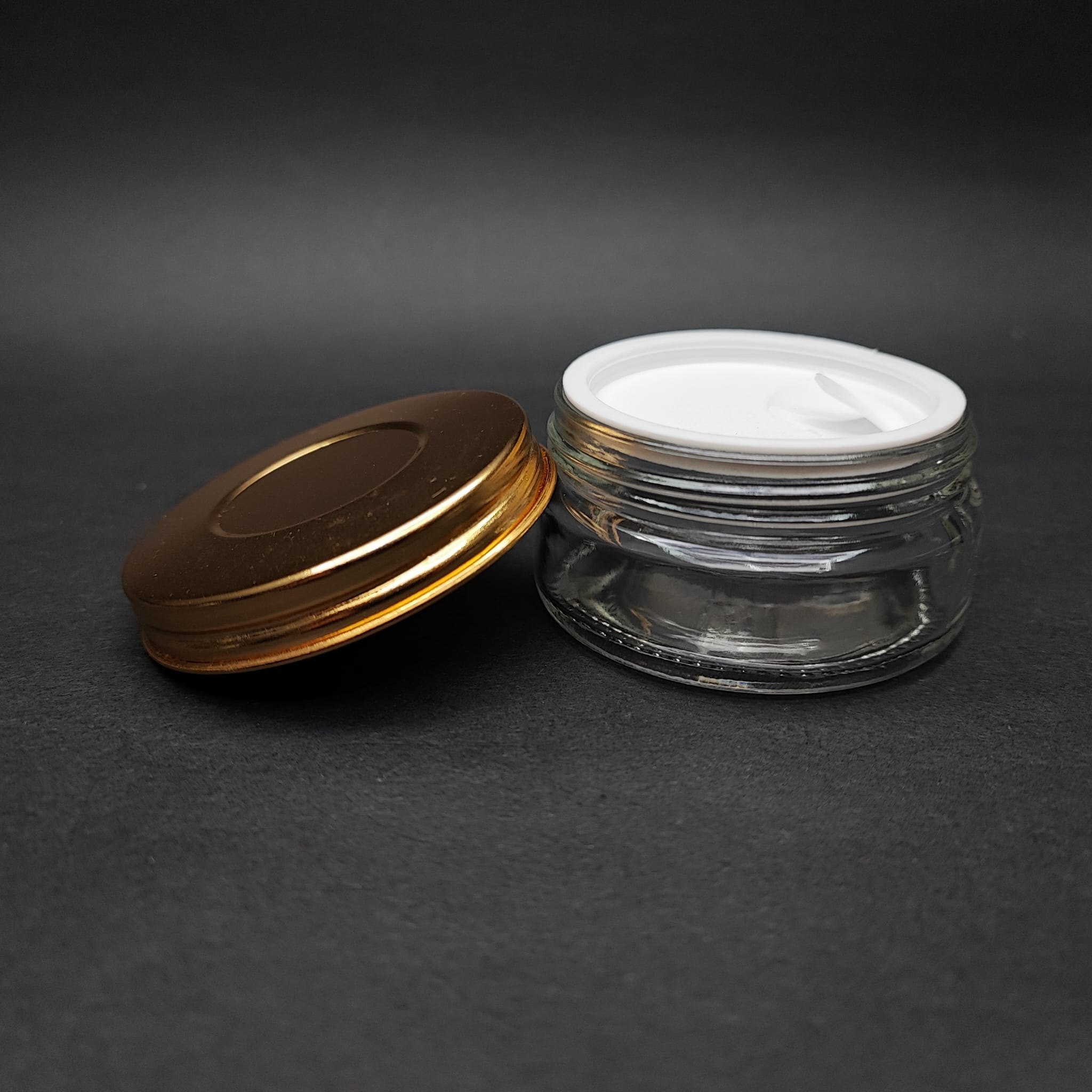 50 Ml Cam Krem Kavanozu + İç Tıpa + Parlak Gold Metal Kapak - 50 Cc Paşabahçe Krem Kavanozları